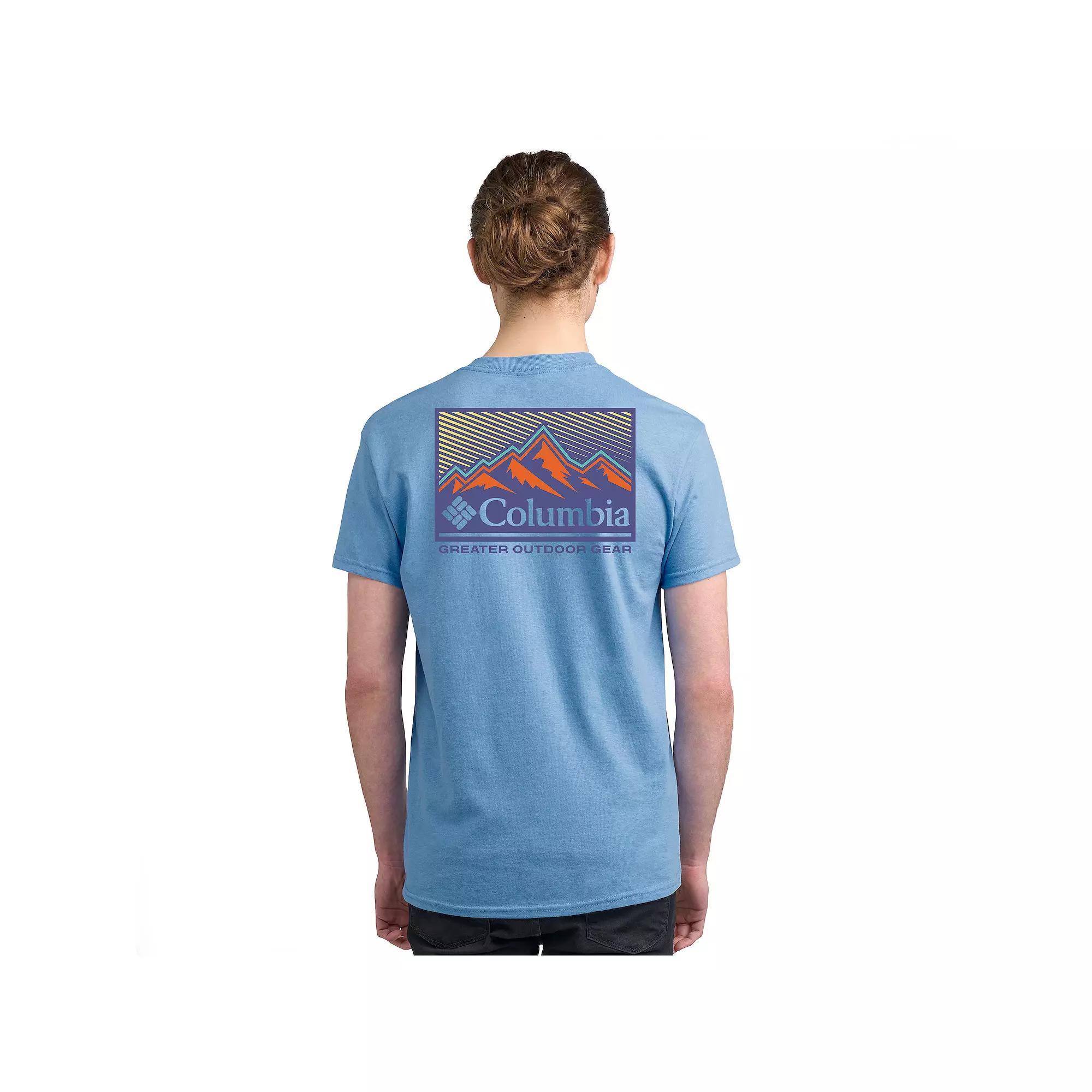 Mens Columbia Short Sleeve Graphic Tee Silver Blue Product Image