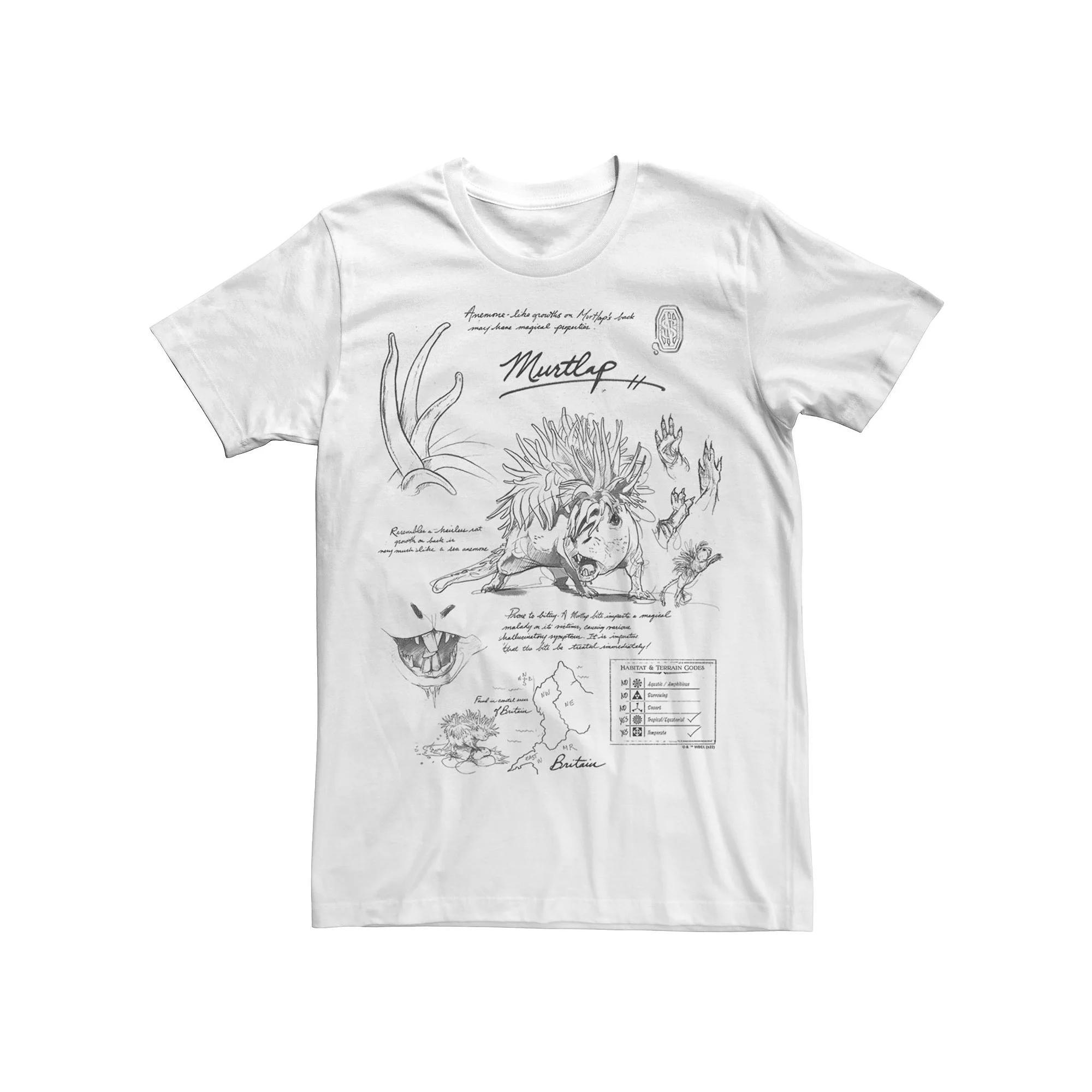 Men's Fantastic Beast Grindelwald Murtlap Study Notebook Sketch Tee, Size: Small, White Product Image