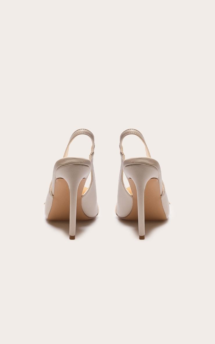 Cream PU Wide Fit Buckle Detail Stiletto High Heel Sling Back Court Heels Product Image