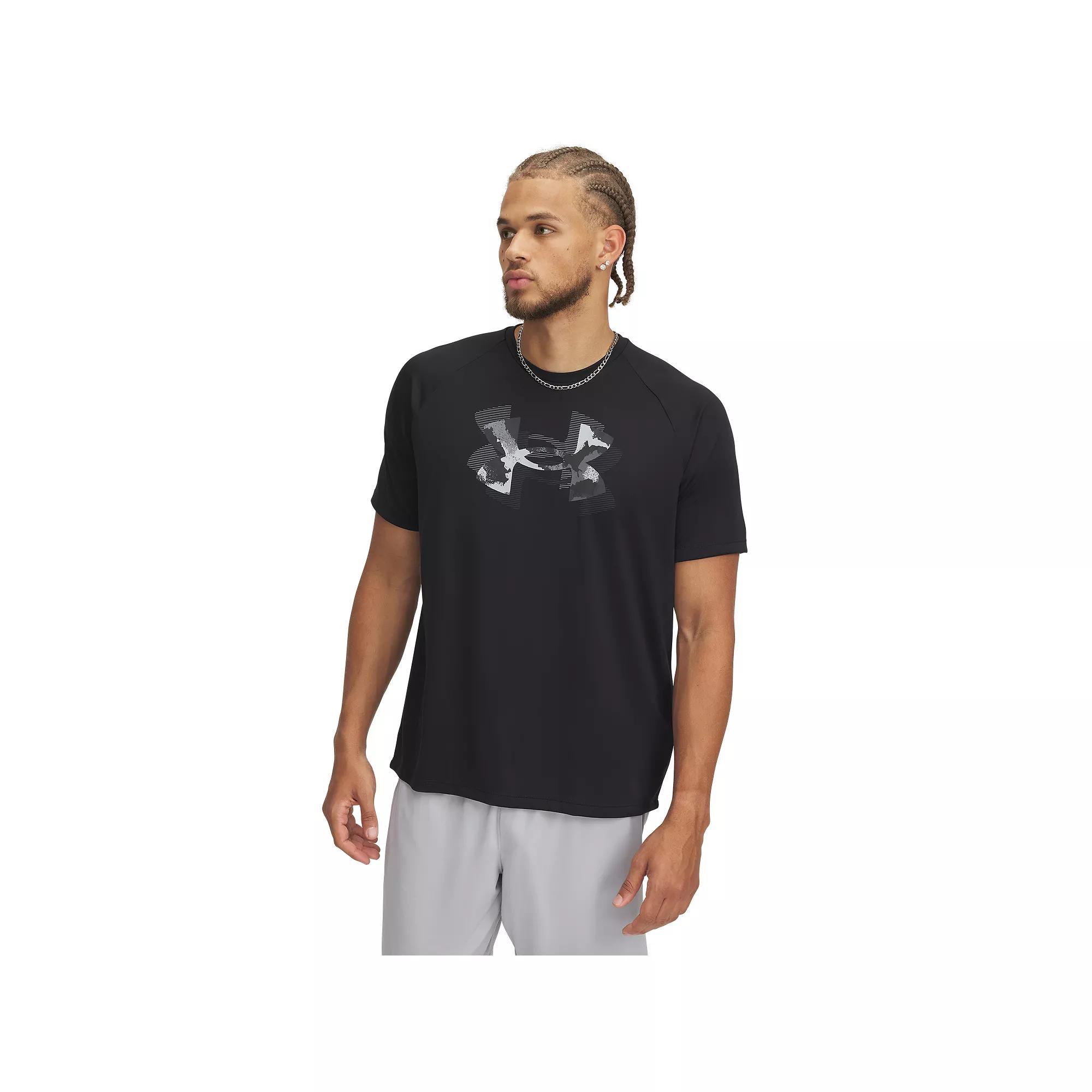 Men's Under Armour Tech™ Print Fill Short Sleeve Tee, Size: XXL, Black Product Image