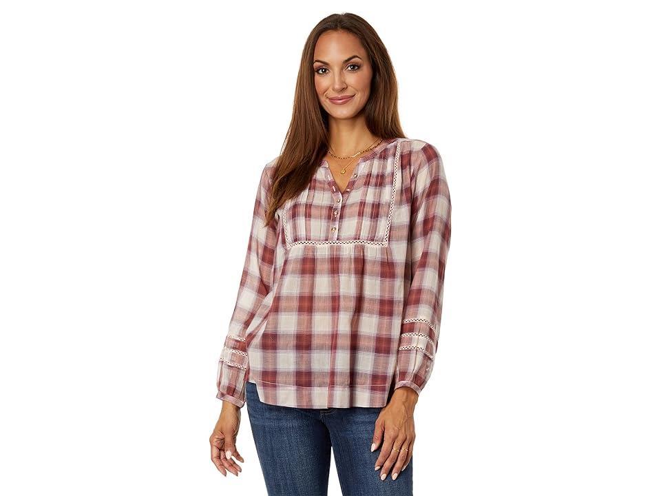 Lucky Brand Plaid Popover Shirt (Dusty Cedar Plaid) Women's Blouse Product Image