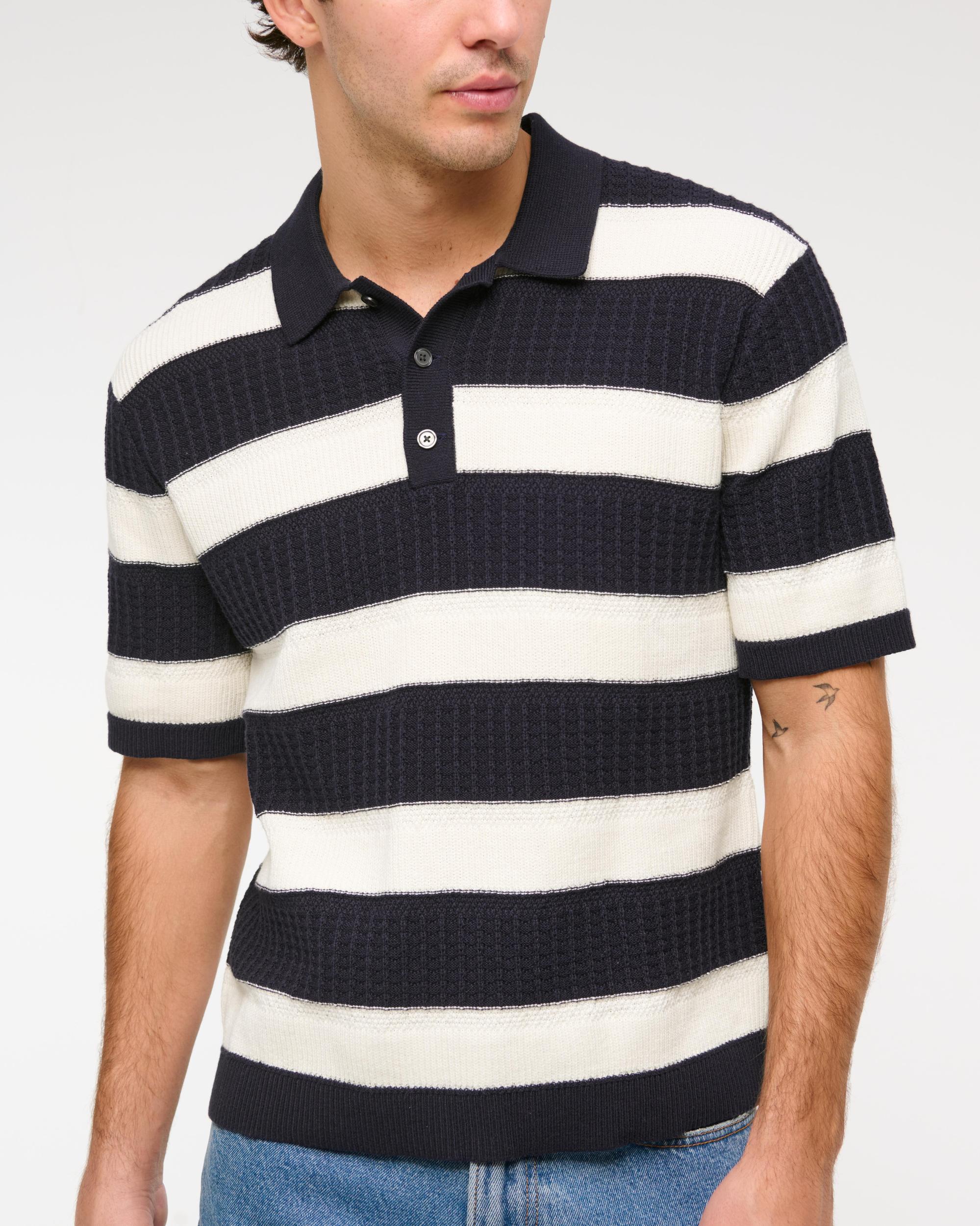 Striped 3-Button Sweater Polo Product Image