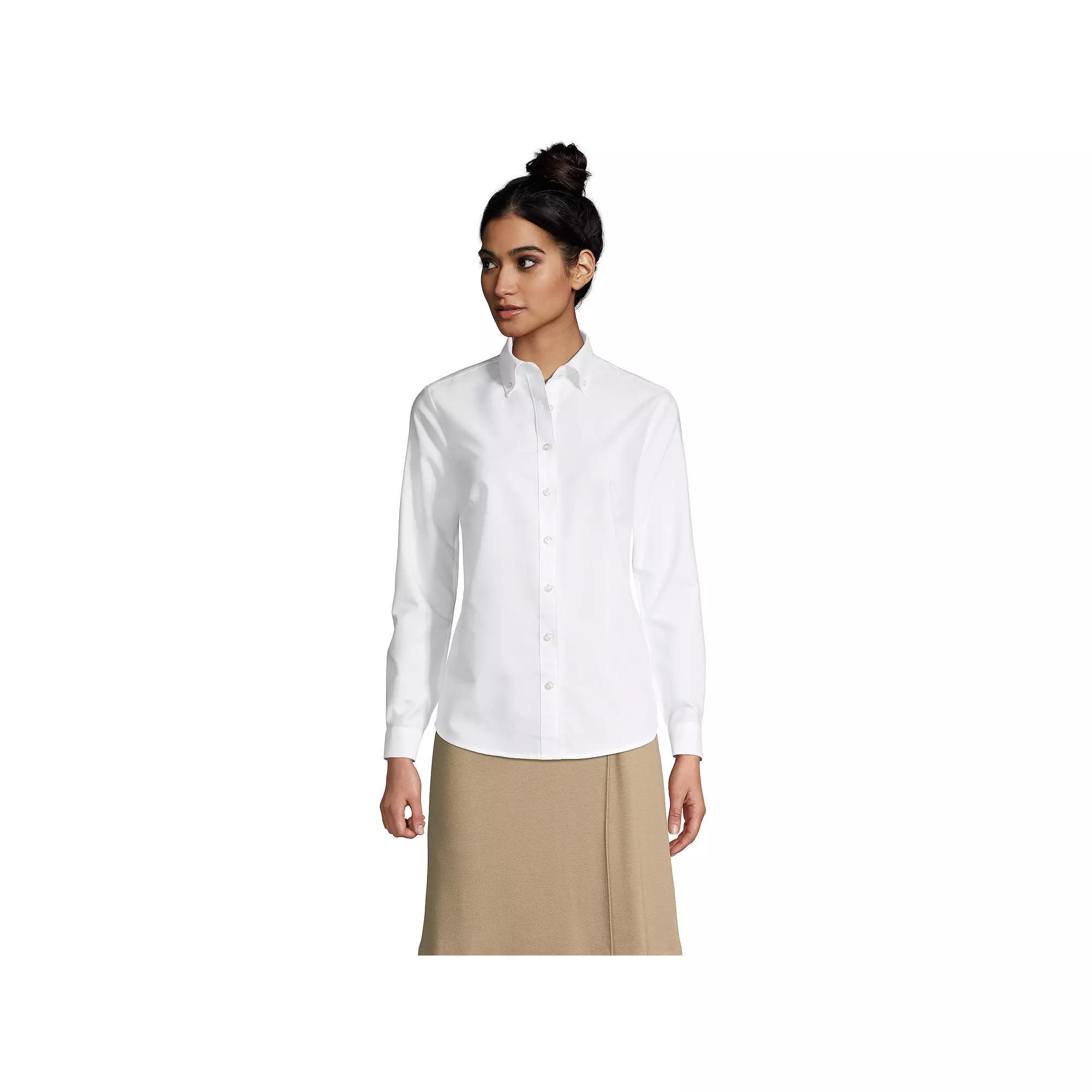 Womens Lands End Long Sleeve Oxford Dress Shirt Product Image