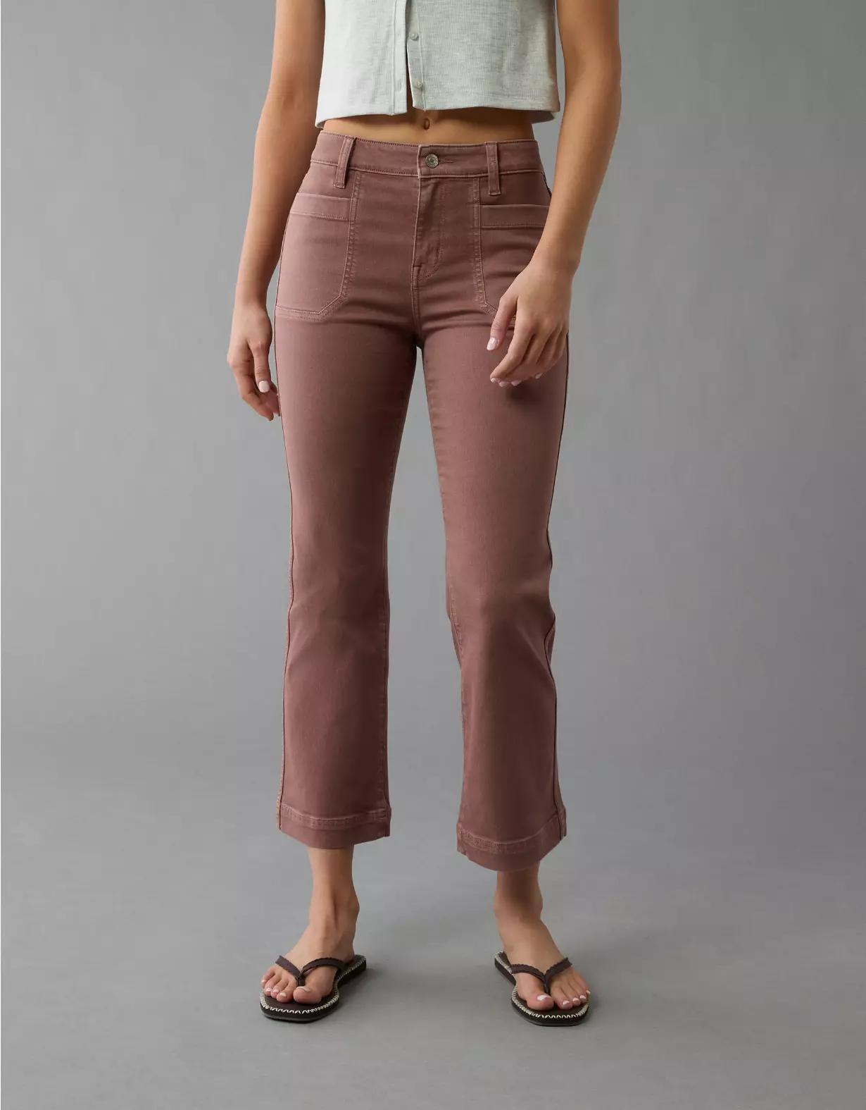 AE Next Level High-Waisted Kick Bootcut Crop Jean Product Image