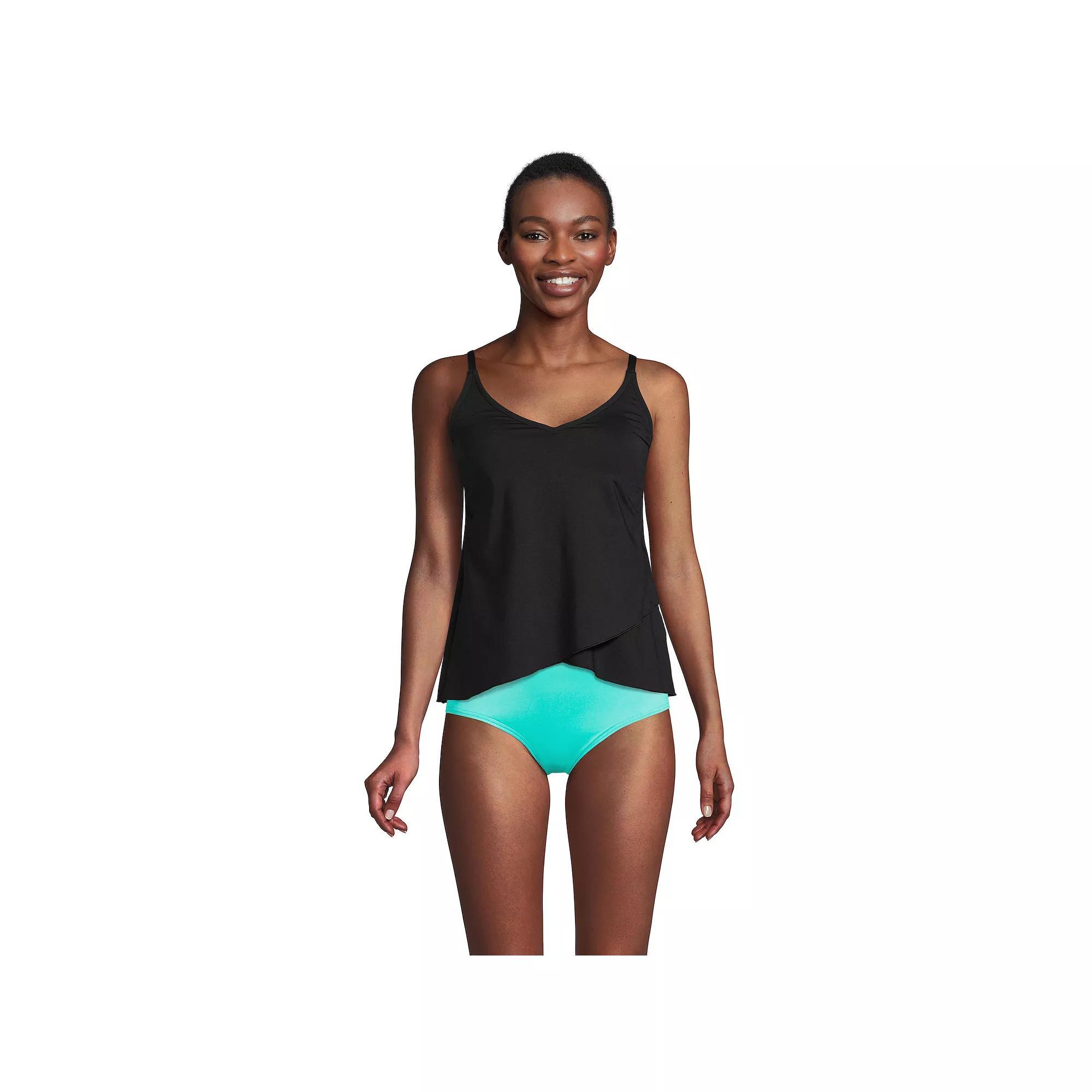 Women's Lands' End Chlorine Resistant Tulip Hem Tankini Swimsuit Top, Size: Small Long, Deep  Blue Product Image