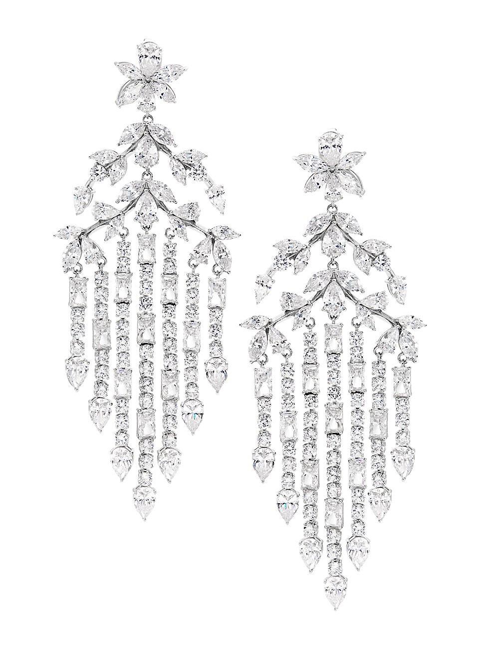 Womens Versailles Rhodium-Plated & Cubic Zirconia Chandelier Earrings Product Image