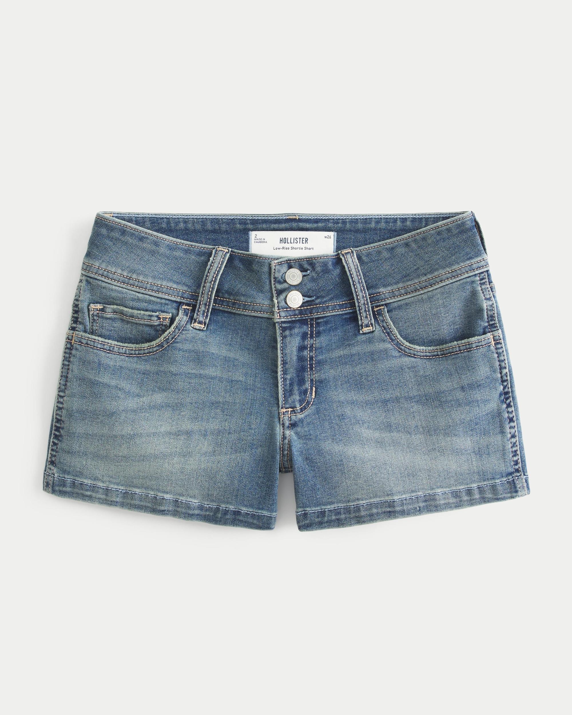 Washed Black Denim Shortie Shorts Product Image