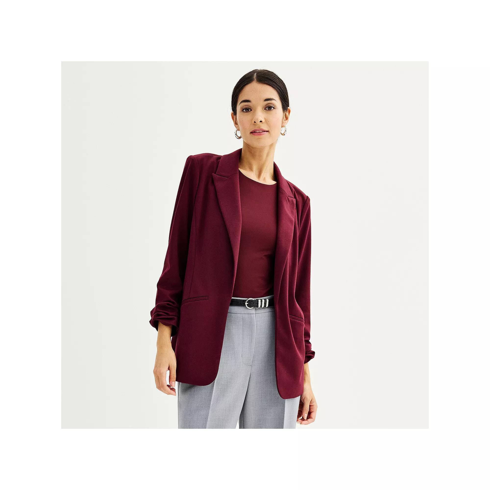 Petite Nine West Closureless Blazer, Women's, Size: Medium Petite, Maddie Purple Product Image