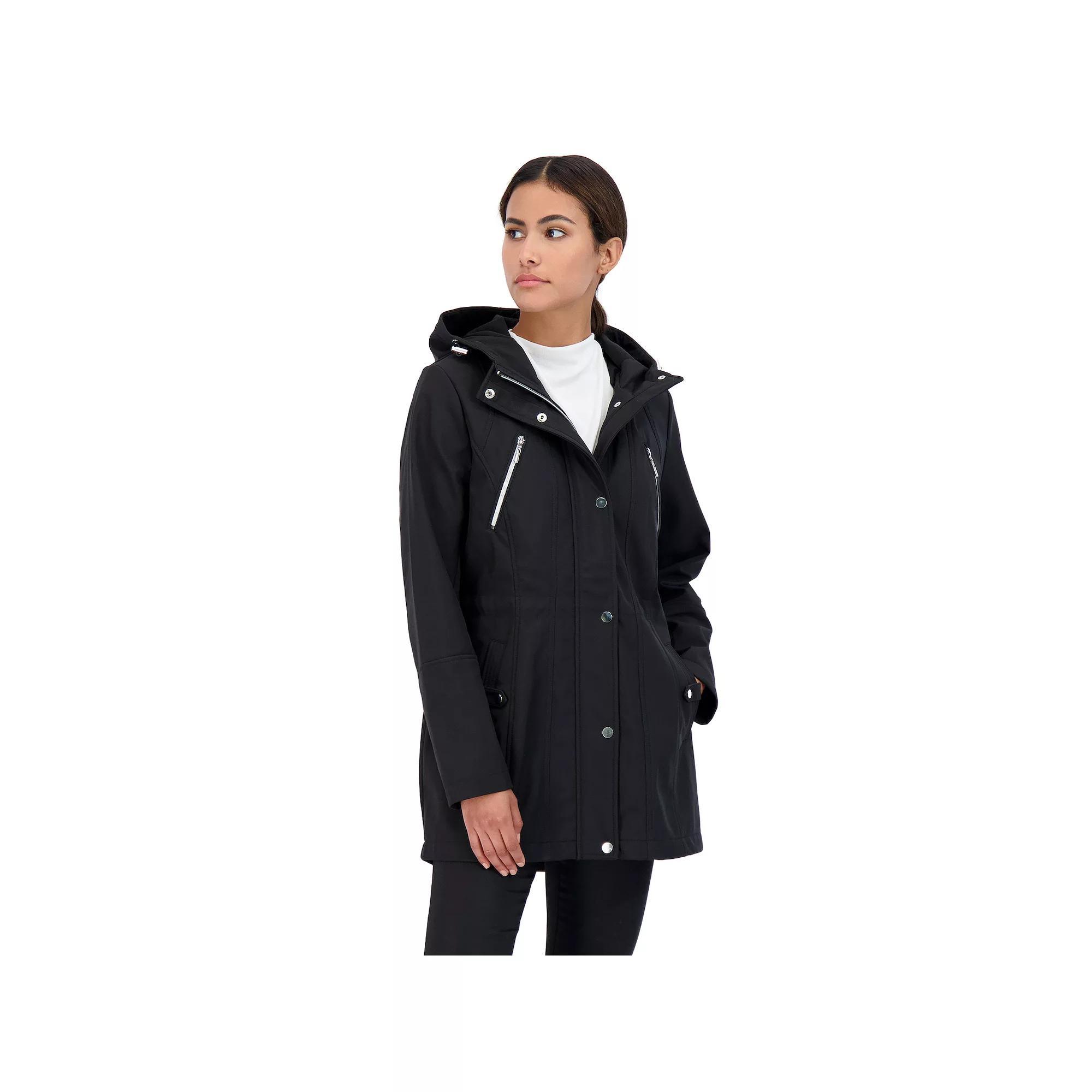 Women's Sebby Collection Hood Water-Resistant Anorak Jacket, Size: Medium, Black Product Image