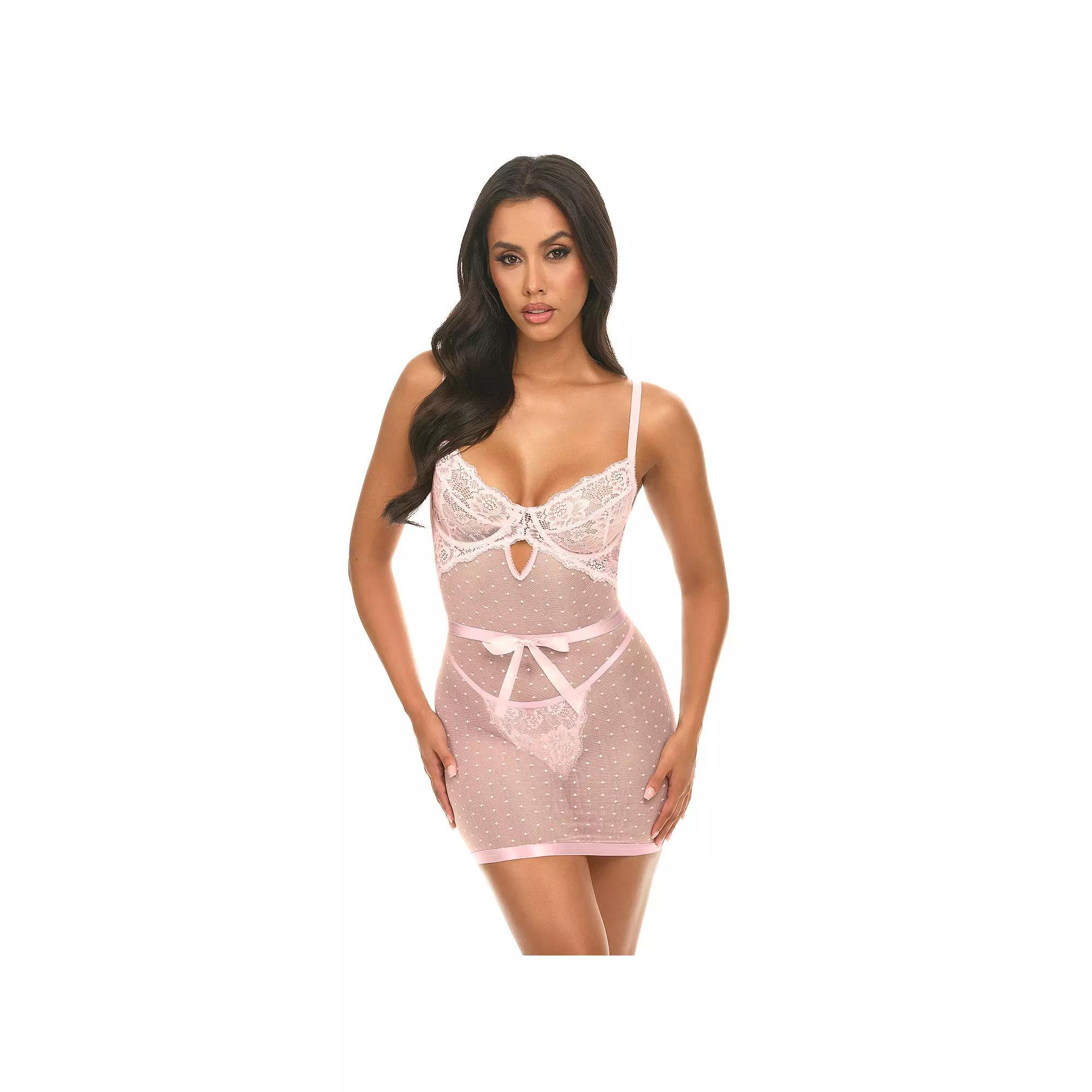 Oh La La Cheri Josie Babydoll & Panty Set 70-12025, Women's, Size: Medium, Pink Product Image