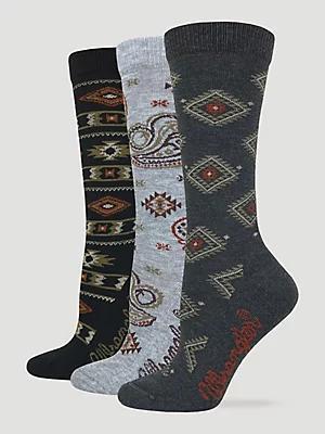 Women's Southwest Print Crew Socks (3-Pack) in Charcoal Product Image