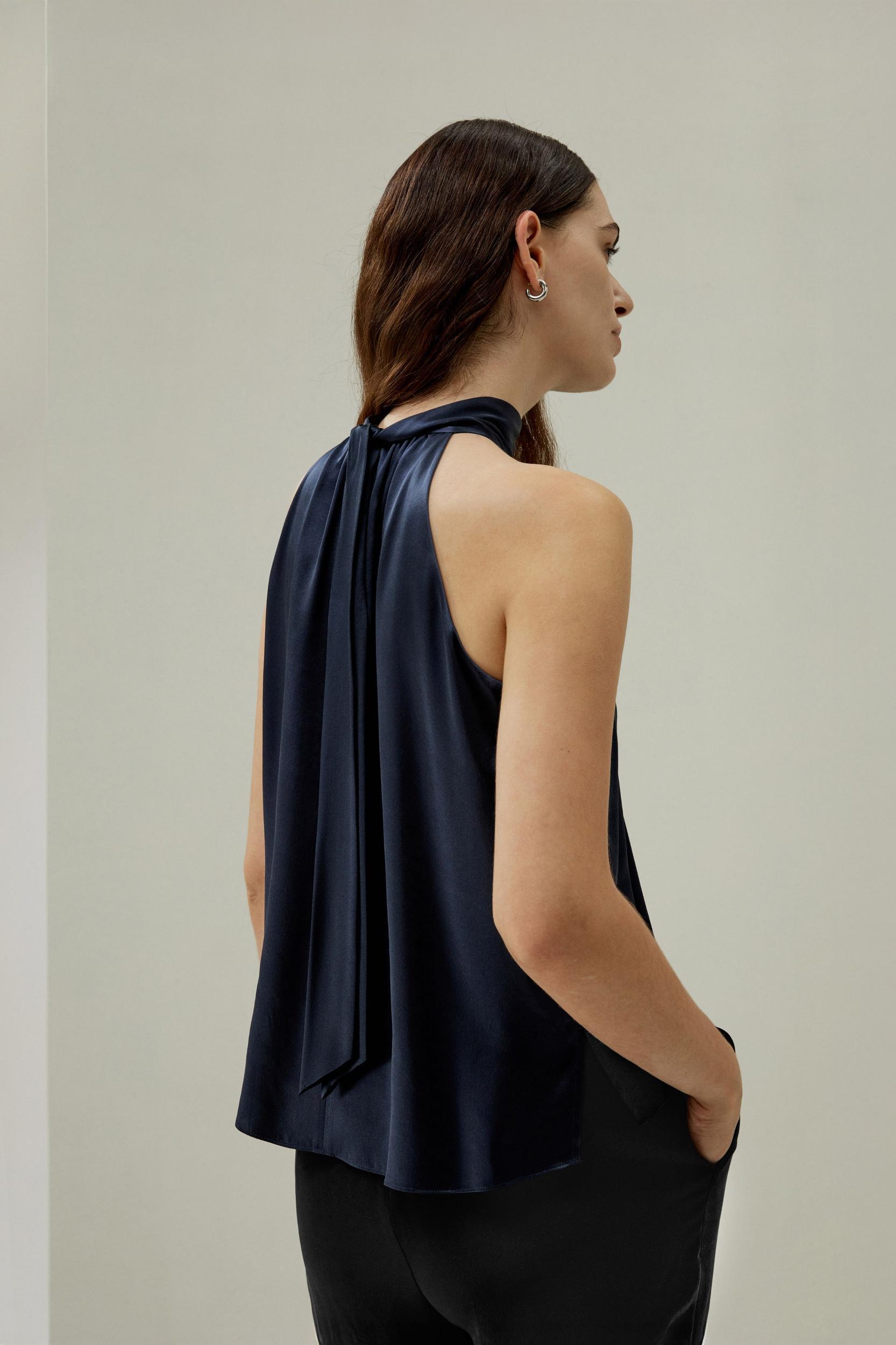 Minimalistic Allure Silk Halter Top Product Image