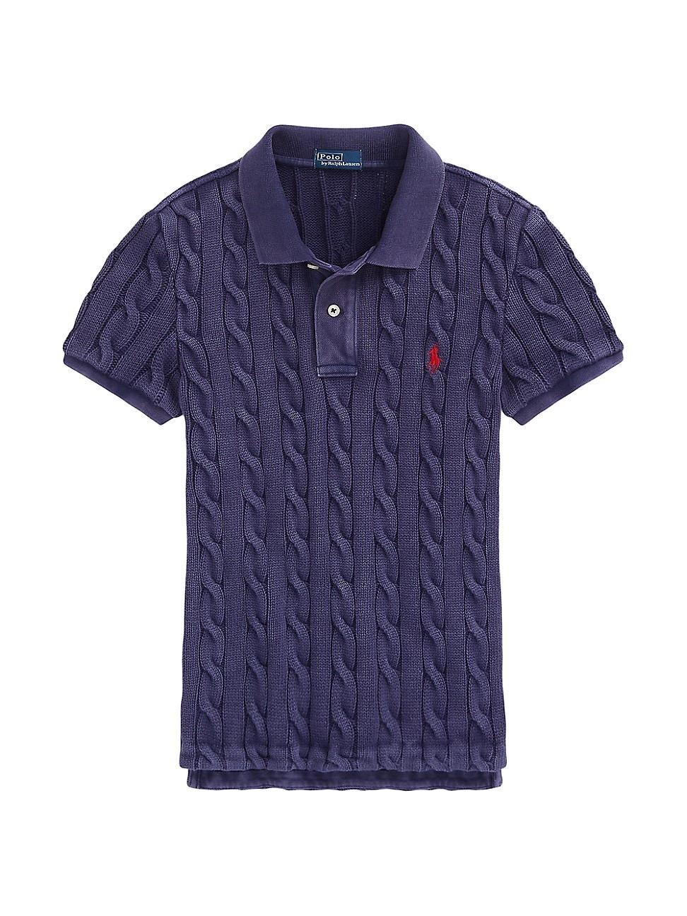 Womens Cable-Knit Polo Shirt Product Image