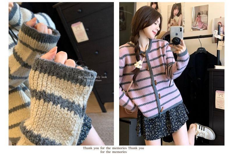 Striped Button-Up Cardigan Product Image