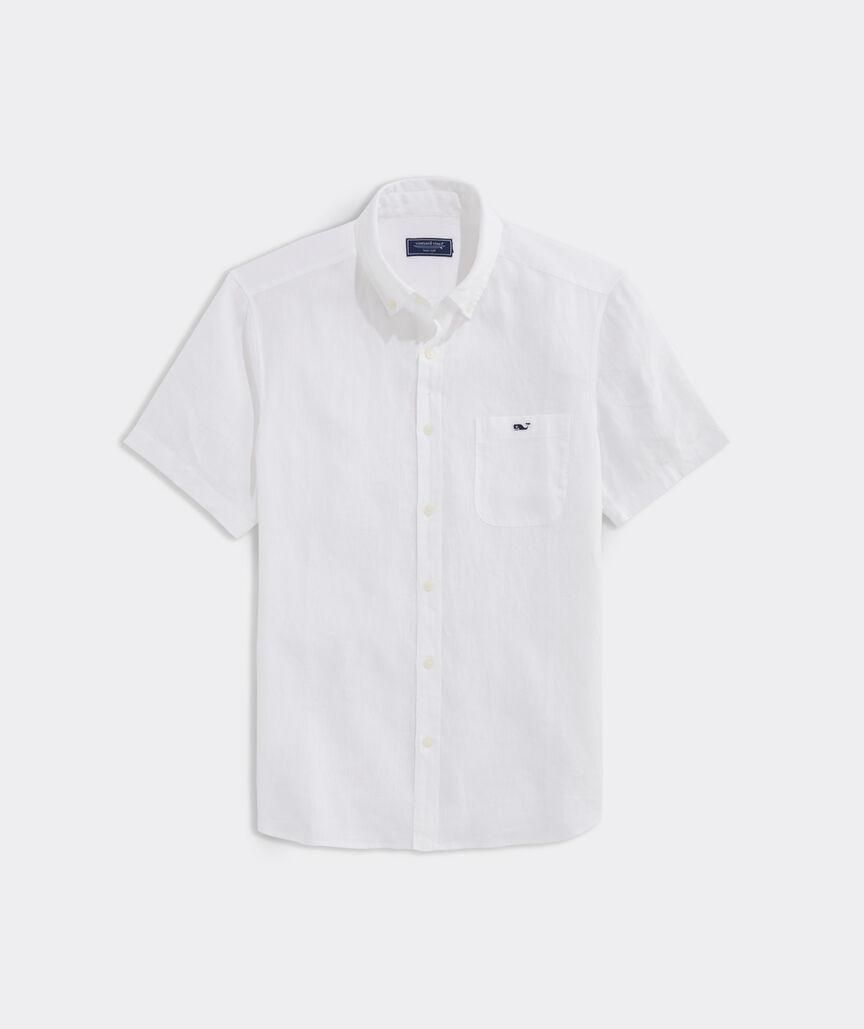Linen Short-Sleeve Solid Shirt Product Image