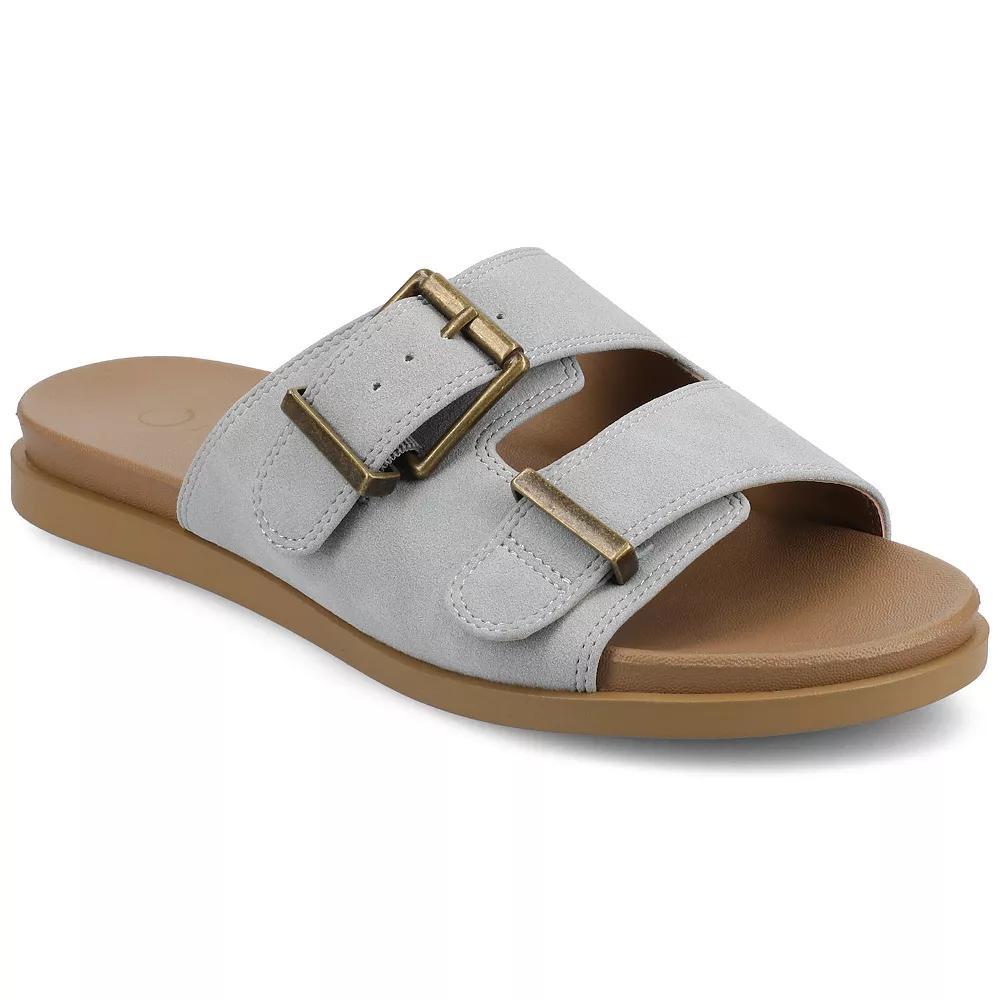 Journee Cosette Women's Double Strap Buckle Slip-On Flat Sandals, Size: 9, Blue Product Image