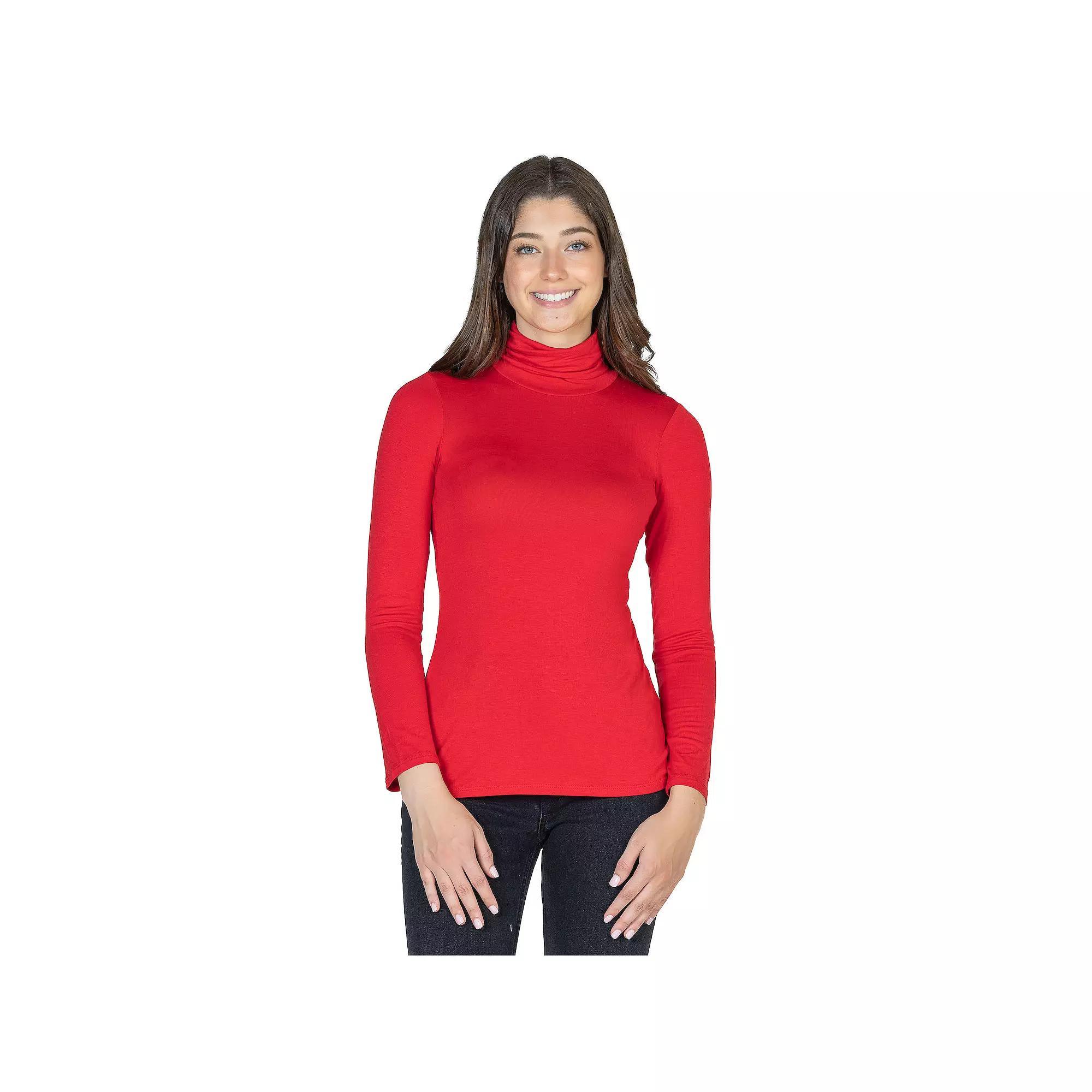 Women's 24Seven Comfort Apparel Classic Long Sleeve Turtleneck, Size: XXL, Red Product Image