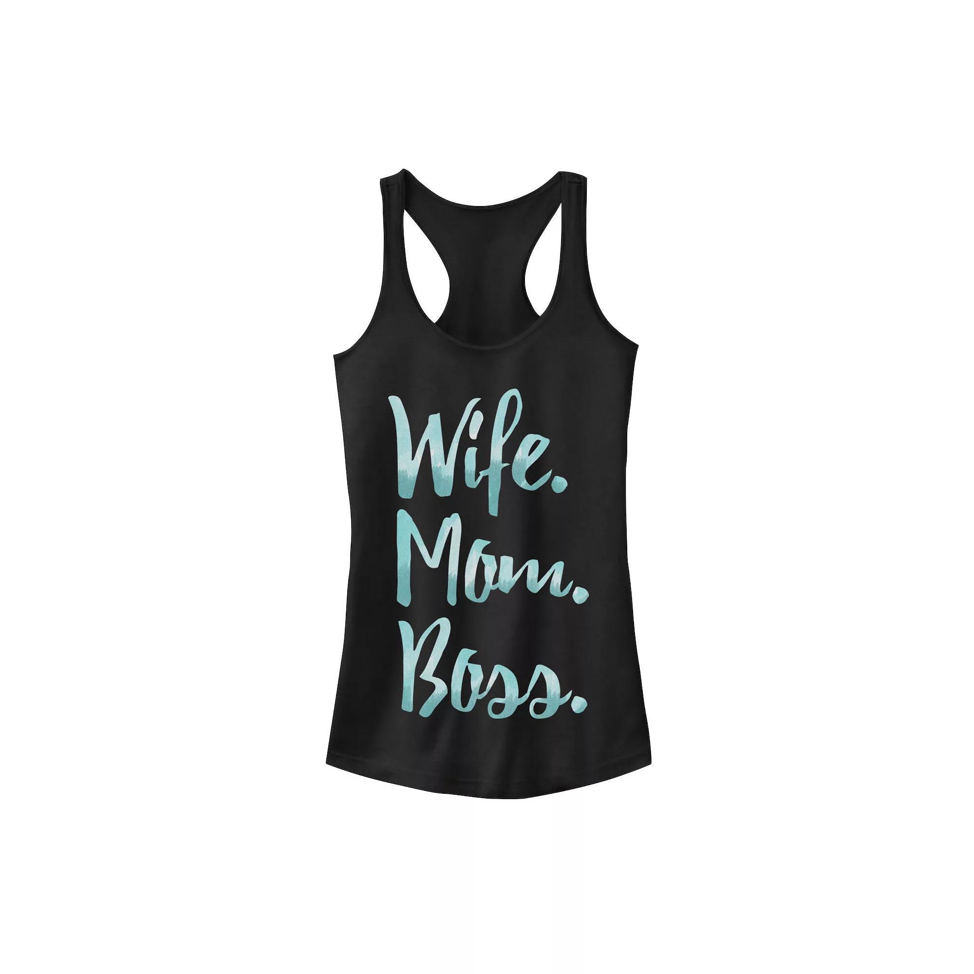 Juniors' Wife Mom Boss Graphic Tank Top, Girl's, Size: Large, Black Product Image