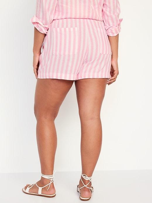 High-Waisted Linen-Blend Pull-On Shorts -- 3.5-inch inseam Product Image