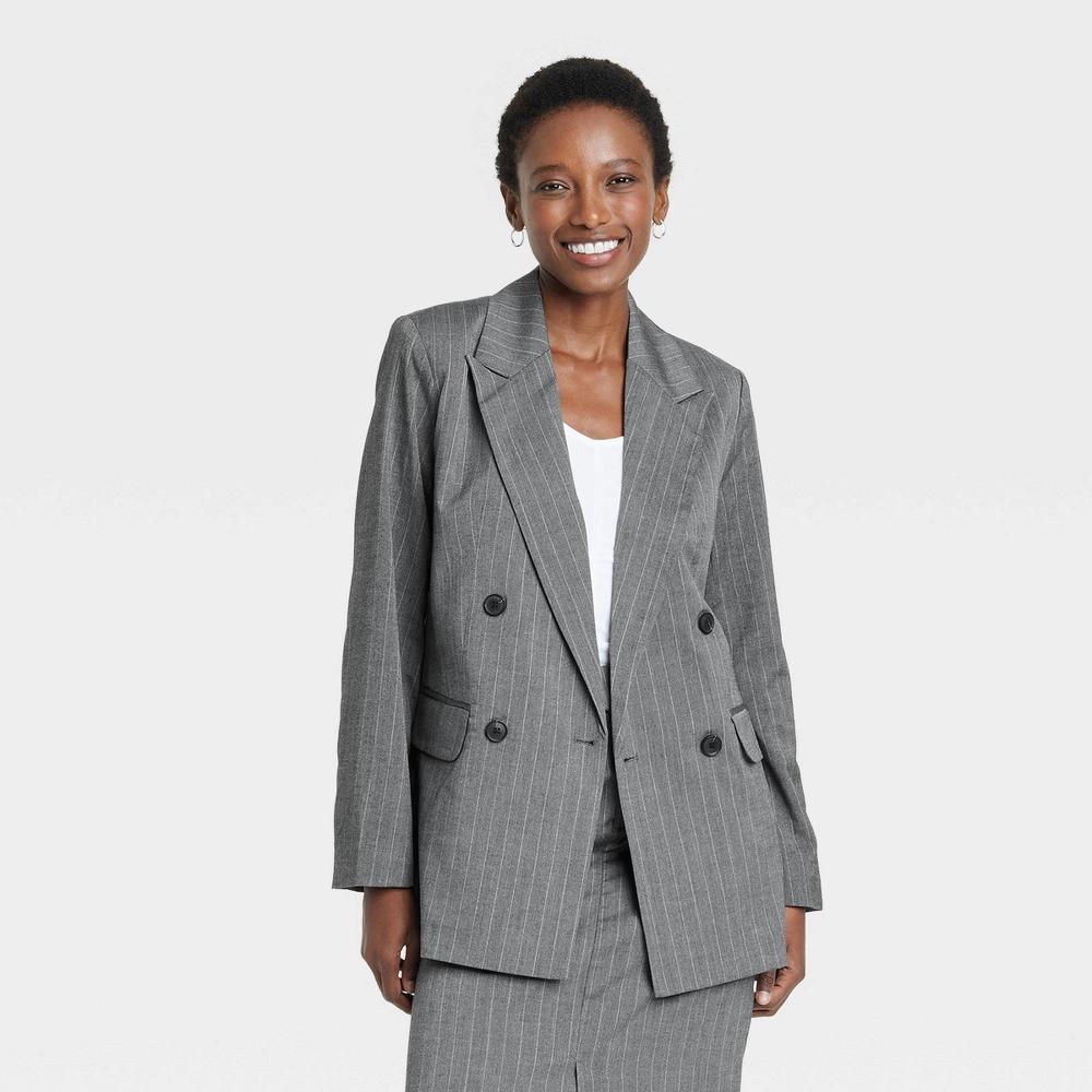 Womens Double Breasted Blazer - A New Day Pinstripe M Product Image