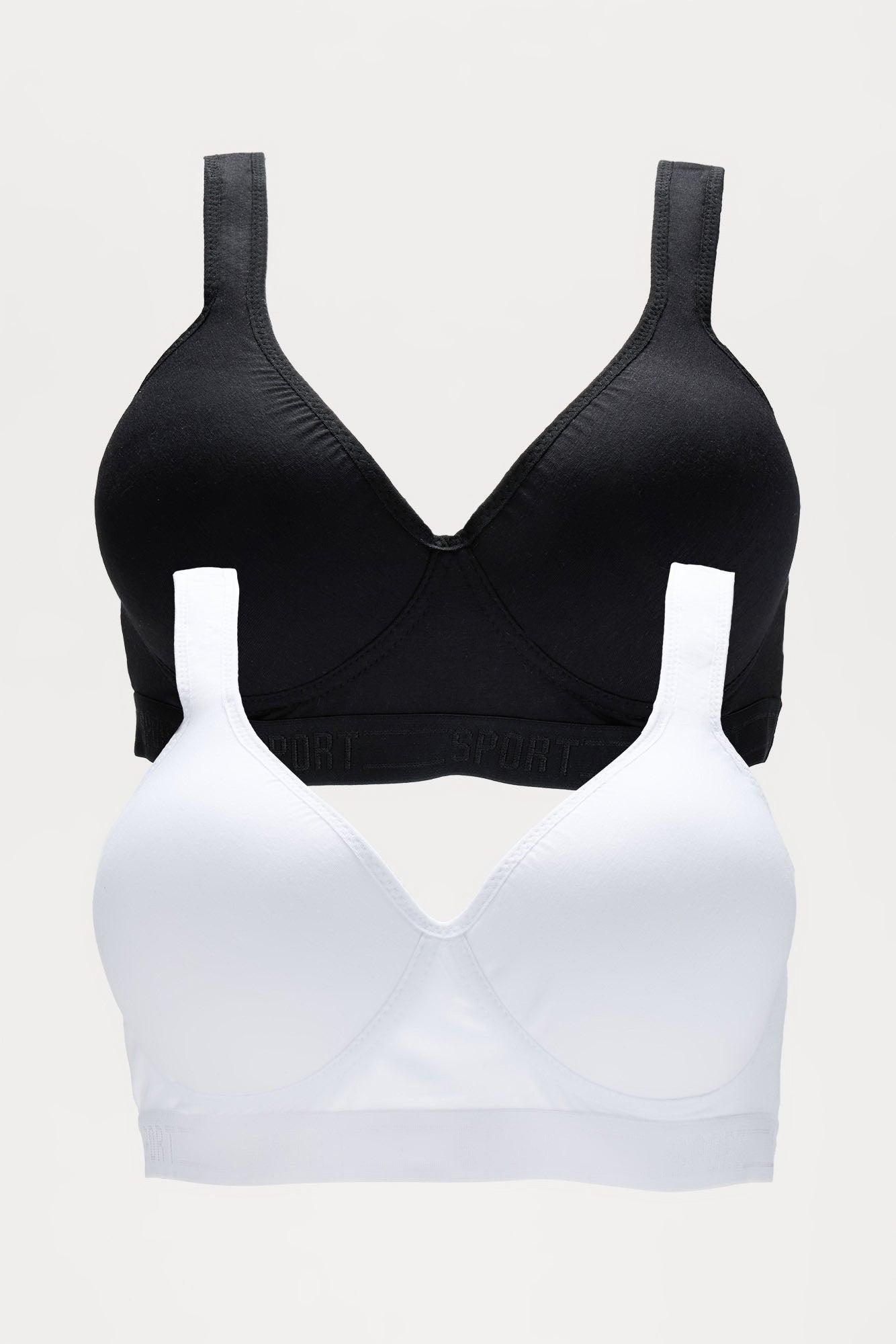 Sporty Look 2 Pack Wireless Molded Cup Cotton Bra - White/combo Product Image