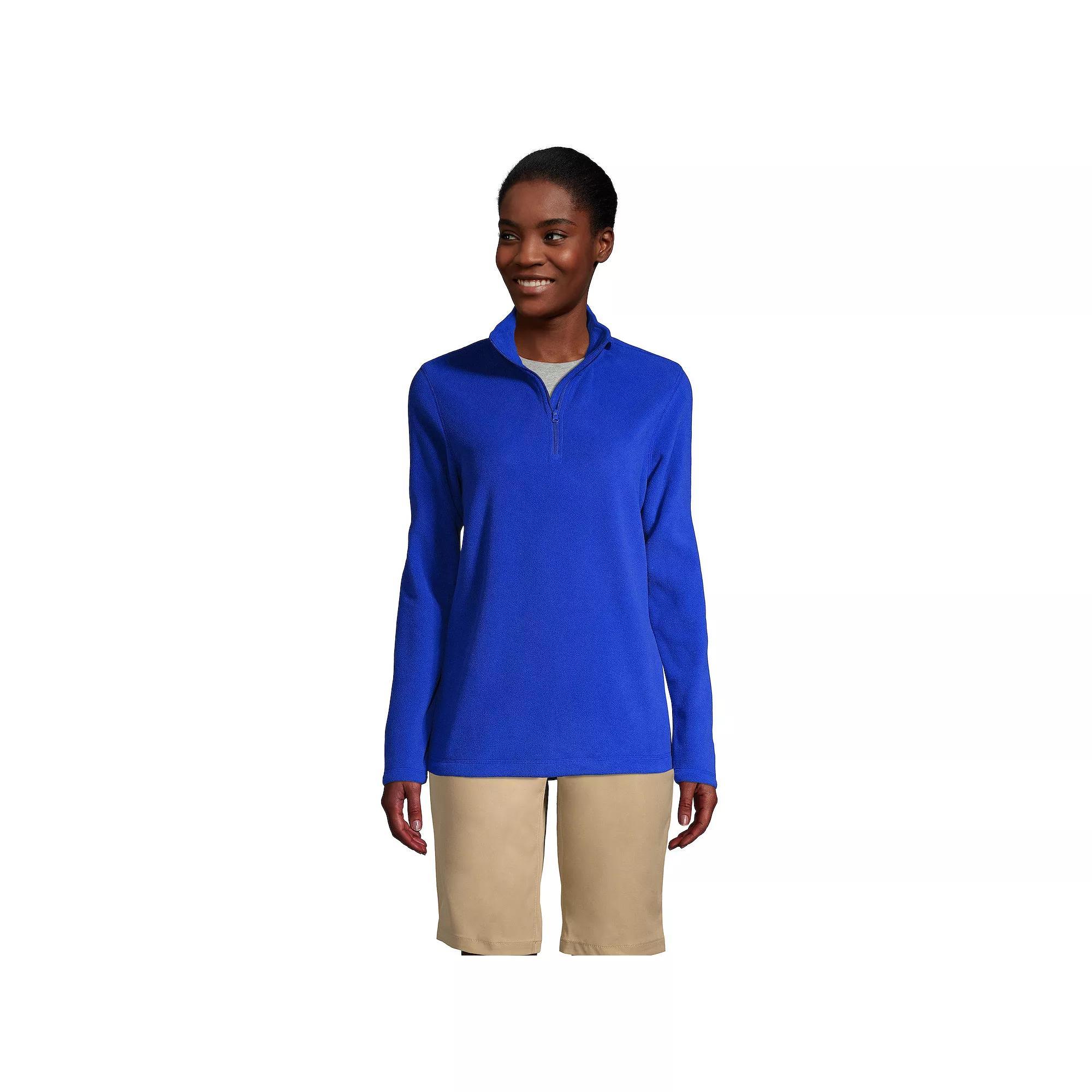 Women's Lands' End Lightweight Fleece Quarter Zip Pullover, Size: Medium, Red Product Image