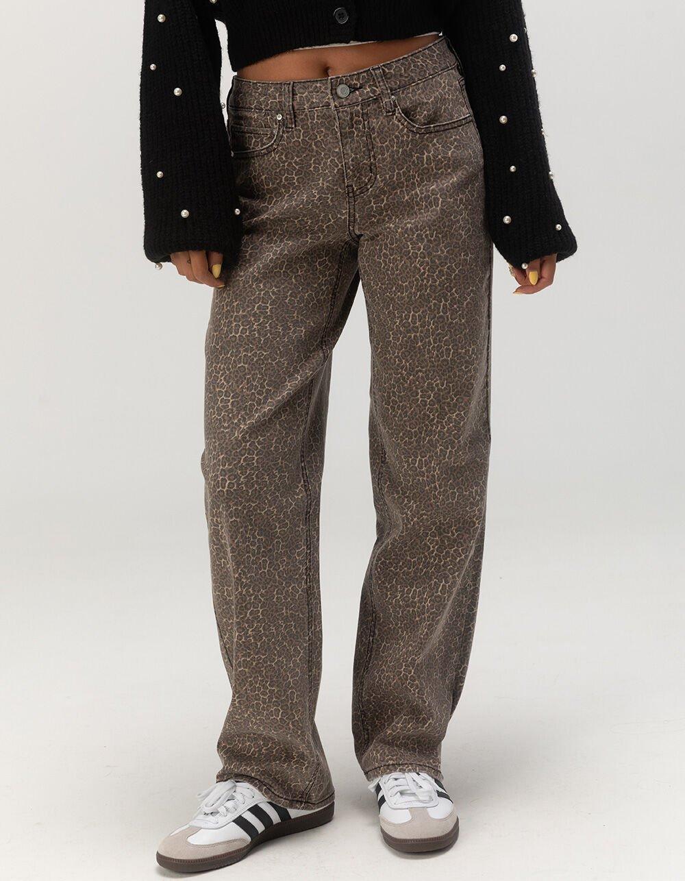 WEST OF MELROSE Leopard Womens Straight Jeans - LEOPARD Product Image