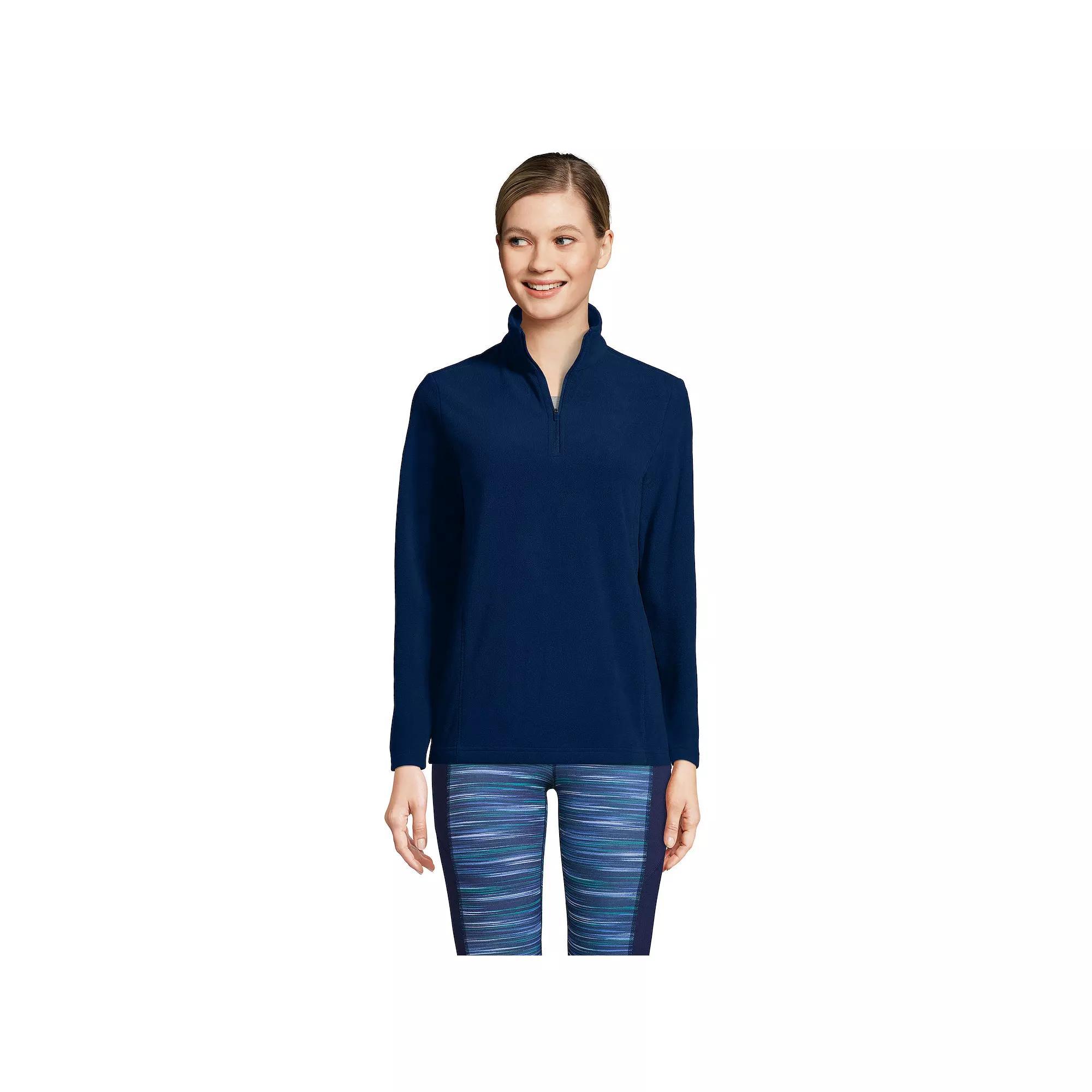 Petite Lands' End 1/4-Zip Fleece Pullover, Women's, Size: Small Petite, Black Product Image