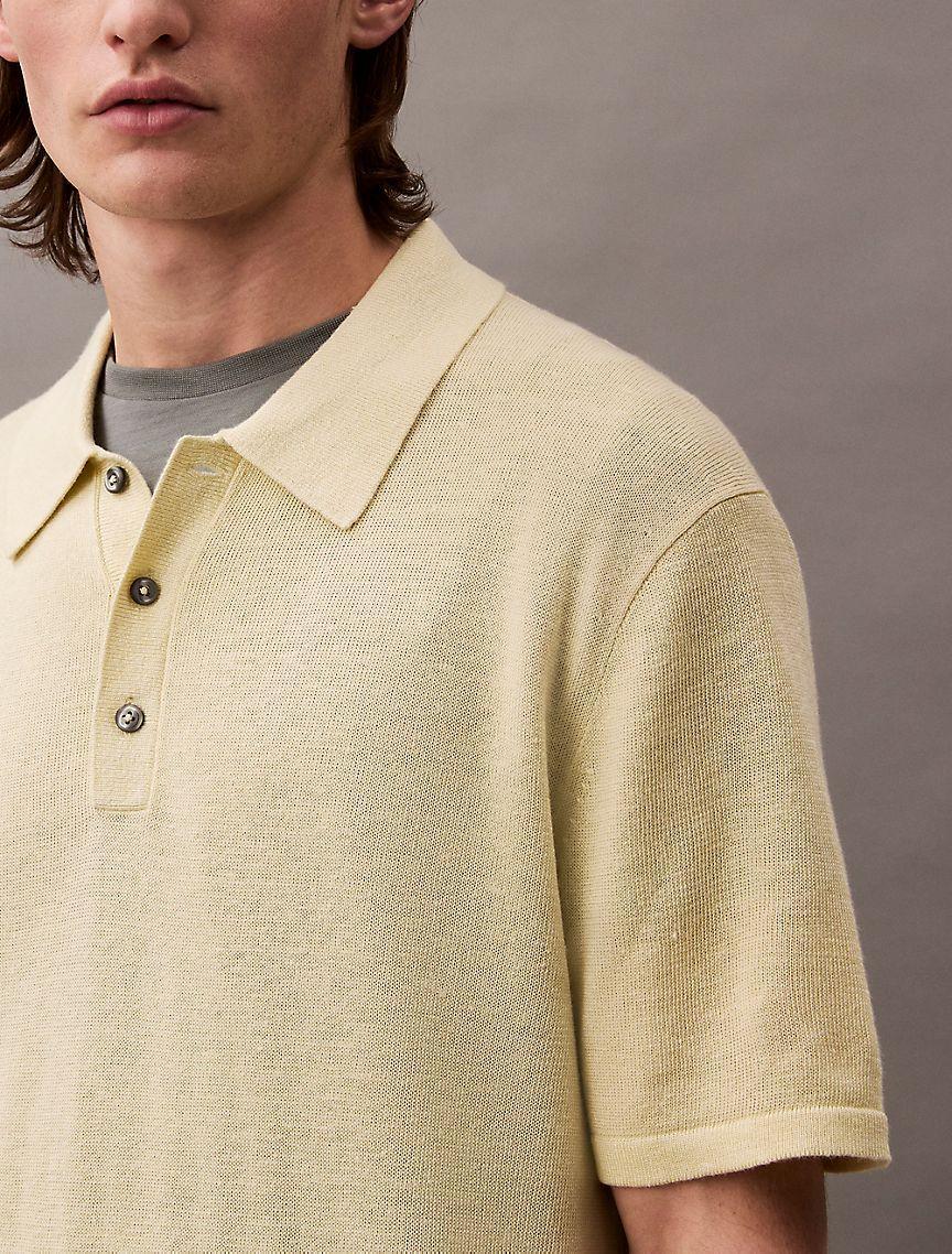Linen Blend Classic Sweater Polo Shirt Product Image