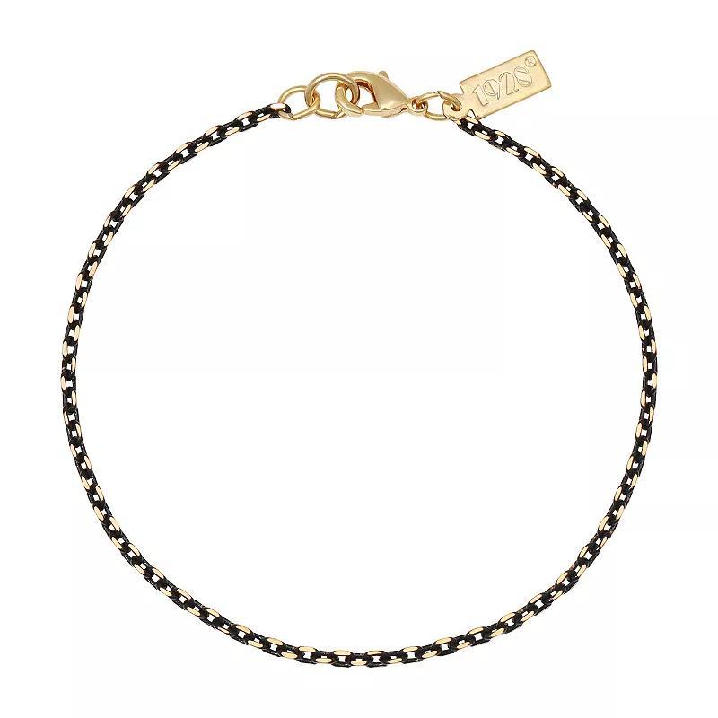 1928 Gold and Black Tone Chain Bracelet, Womens Product Image