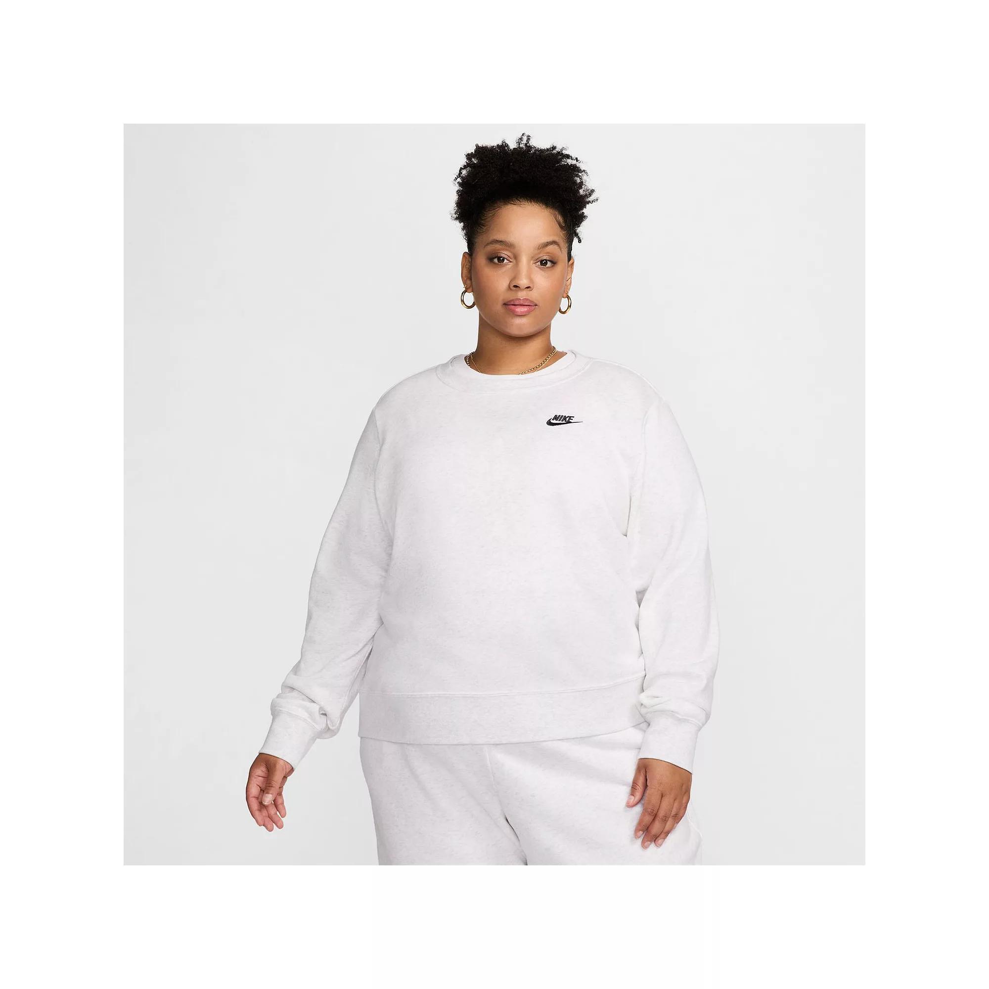 Plus Size Nike Club Fleece Crewneck Sweatshirt, Women's, Size: 3XL, Birch Grey Product Image
