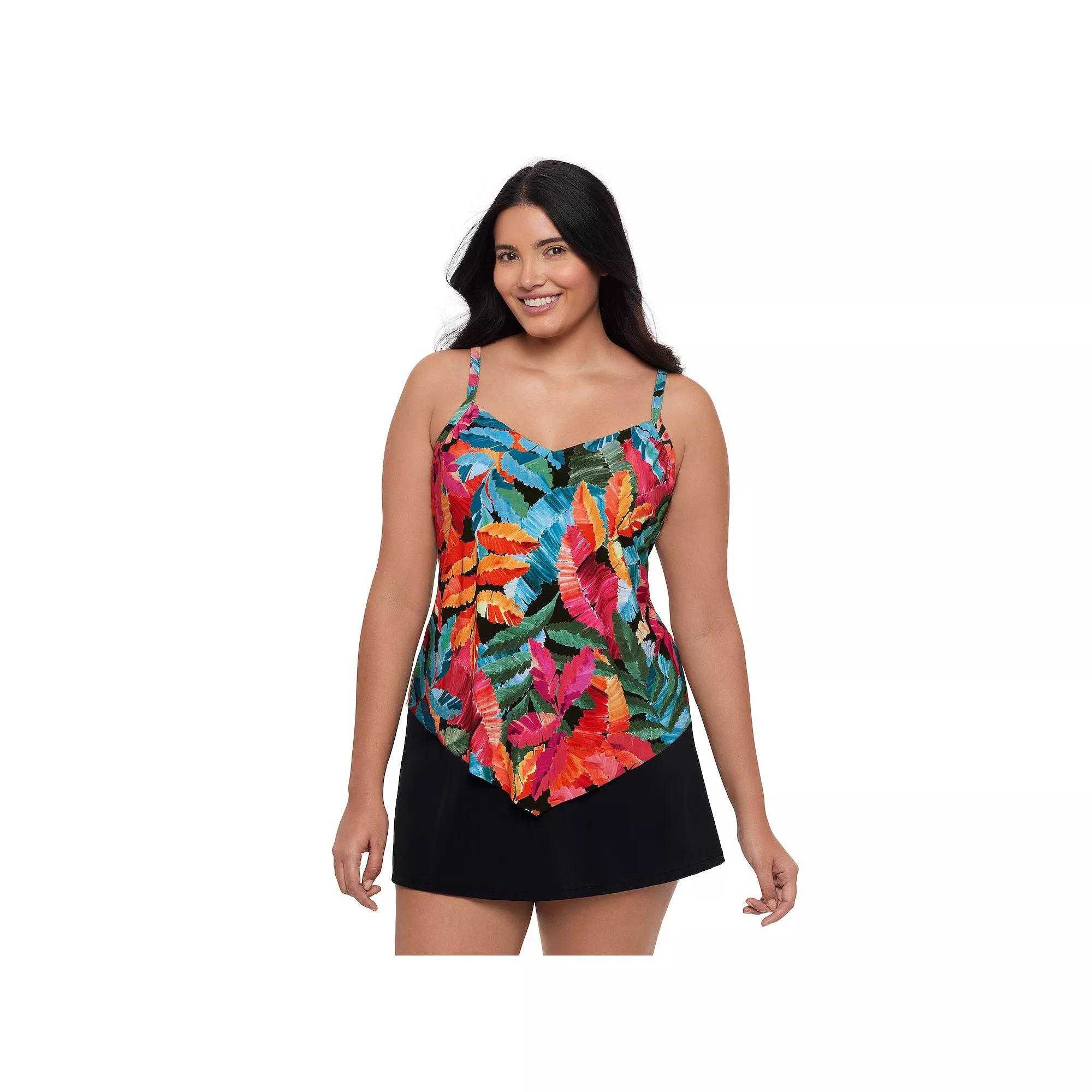 Women's Trimshaper Hank Tankini Top, Size: 16, Jungle Product Image