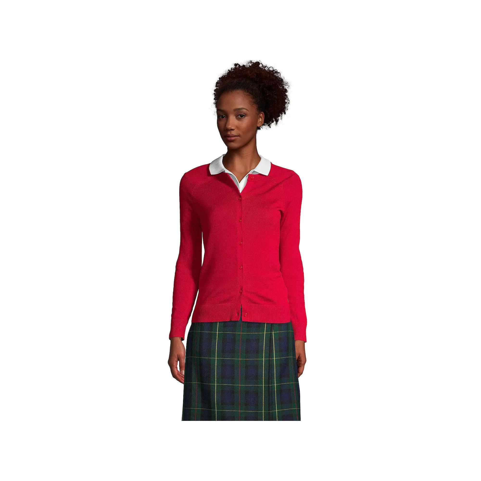 Women's Lands' End Cotton Modal Cardigan Sweater, Size: Large, Black Product Image