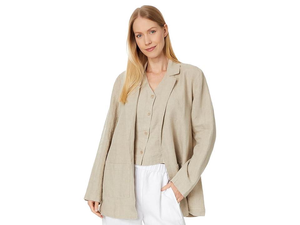 Eileen Fisher Linen Notch Collar Long Blazer Product Image