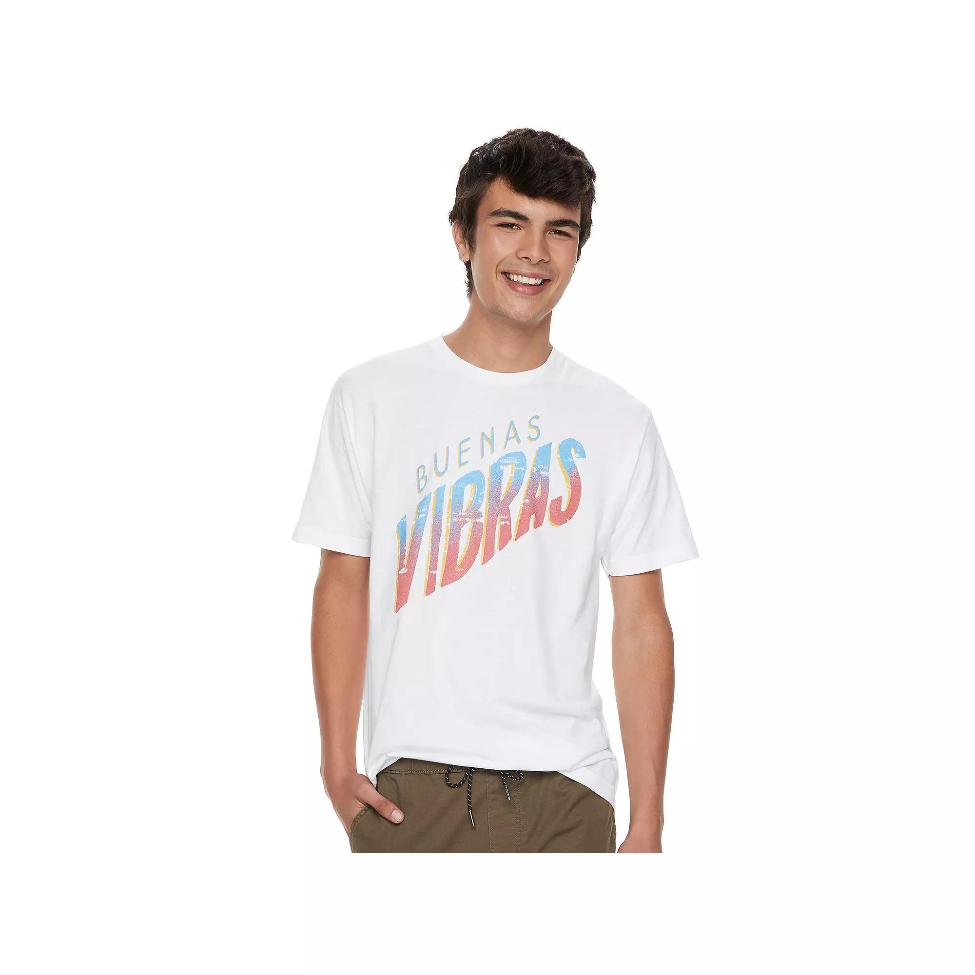 Men's Gonzales Buenas Vibras Graded Colorful Text Tee, Size: XXL, White Product Image