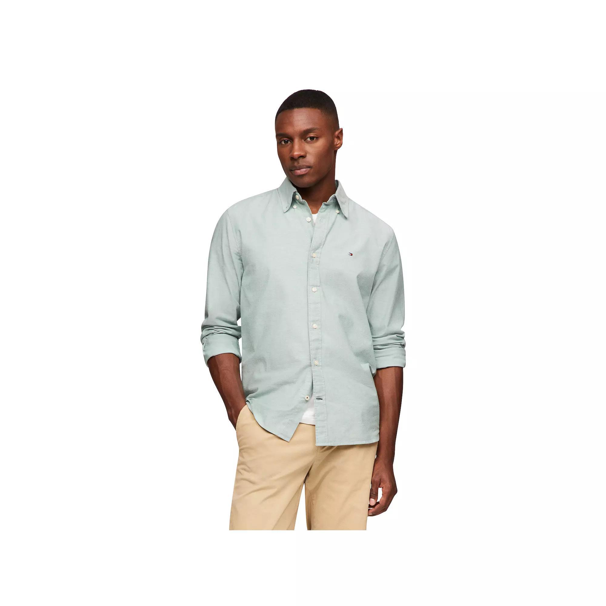 Men's Tommy Hilfiger Regular Fit Essential Stretch Oxford Shirt, Size: Small, English Garden Solid Product Image