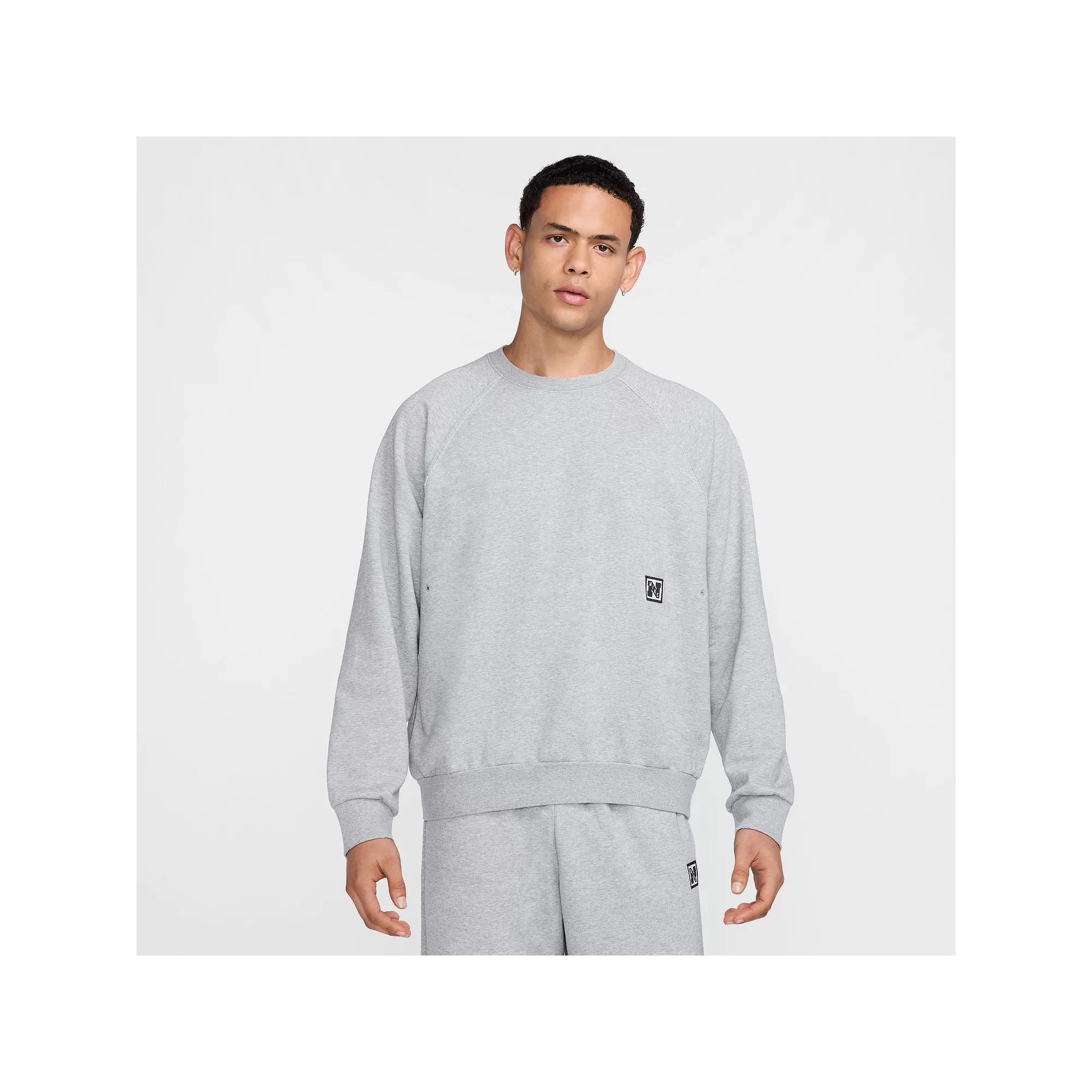 Mens Nike Gym Heritage Dri-Fit Fleece Fitness Top Grey Grey Product Image
