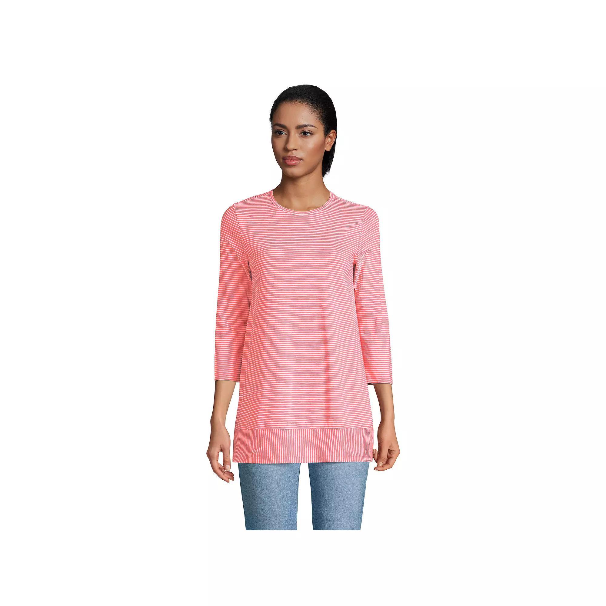 Women's Lands' End Slub Jersey Swing Tunic, Size: XS, White Black Stripe Product Image