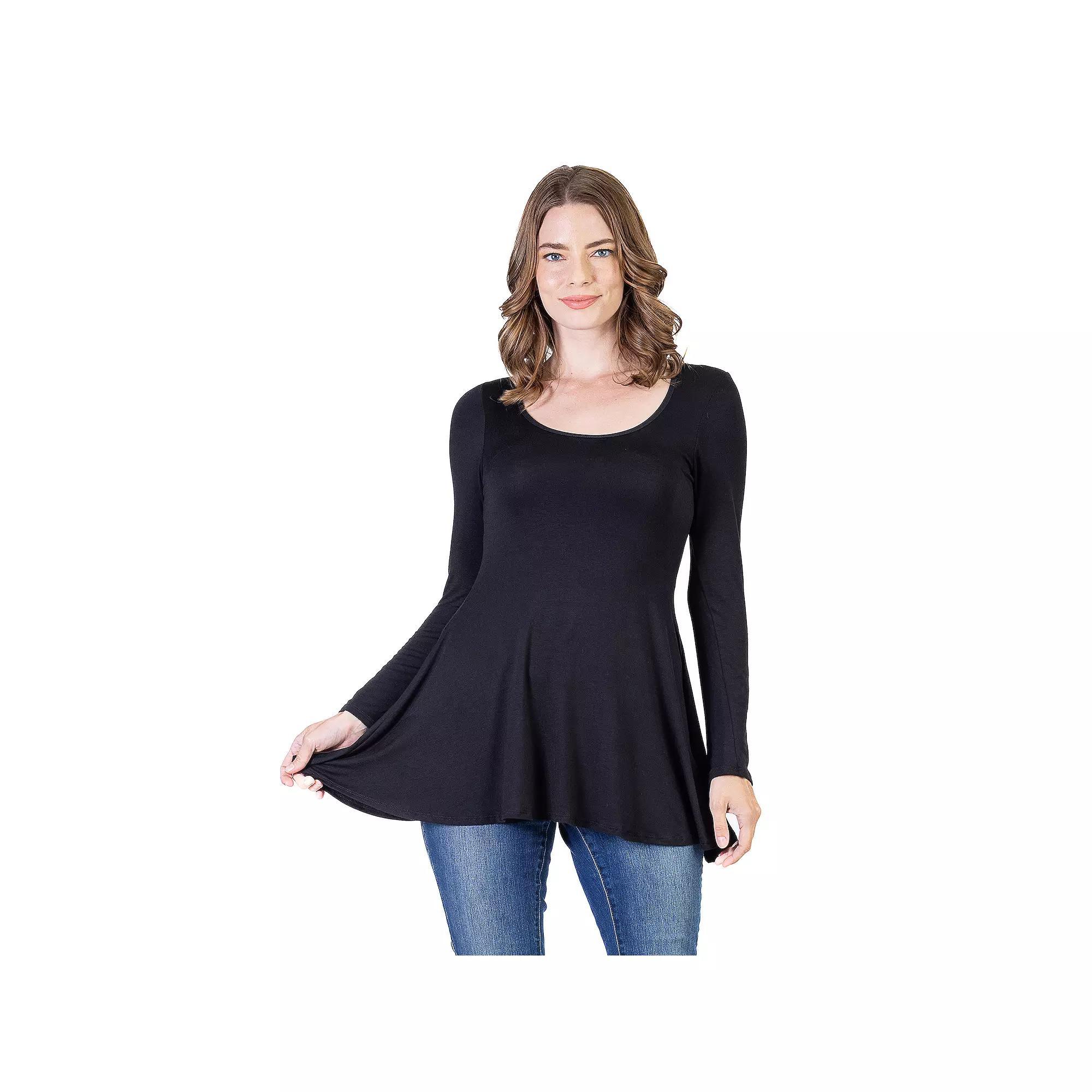 Womens 24Seven Comfort Apparel Swing Style Flared Tunic Top Purple Product Image