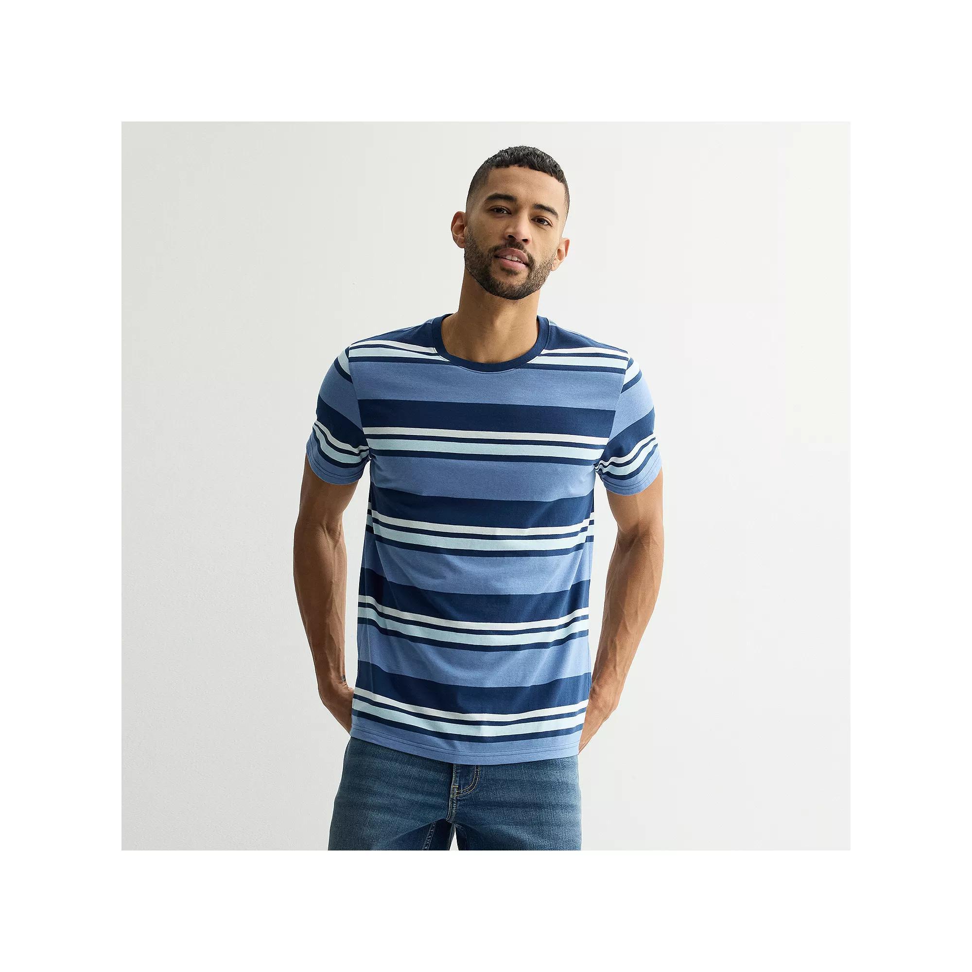 Men's Sonoma Goods For Life® Supersoft Crewneck Tee, Size: Medium, Beige Stripe Product Image