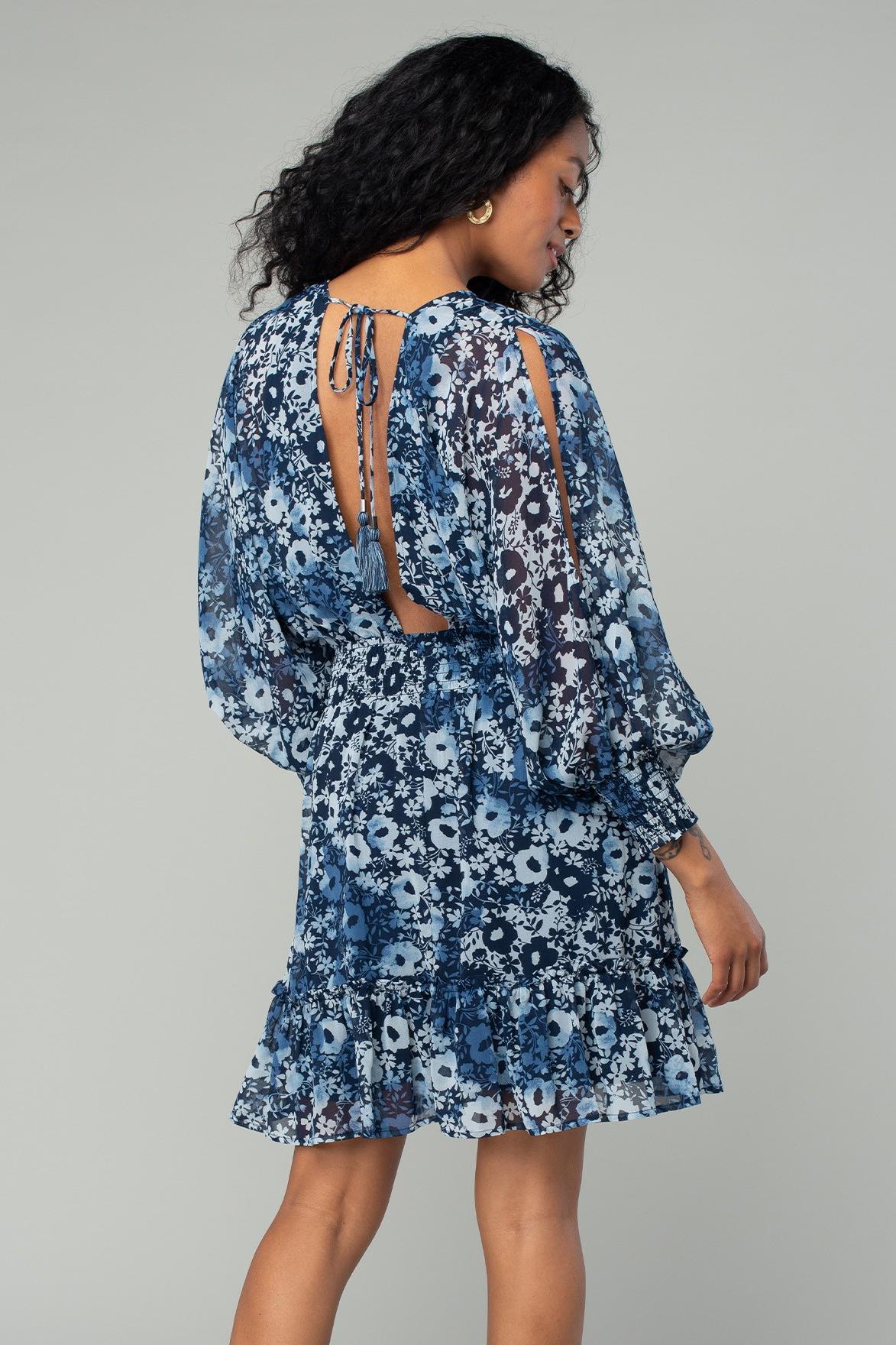 Floral Smocked V Neck Mini Dress Product Image