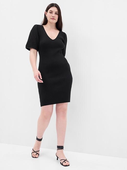 Crochet Sleeve Mini Sweater Dress Product Image