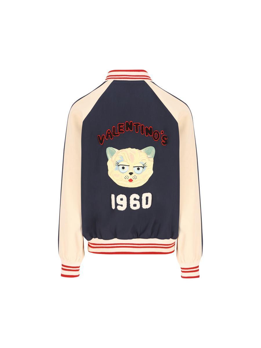 VALENTINO La Chat De La Maison Wool Bomber Jacket In Black Product Image