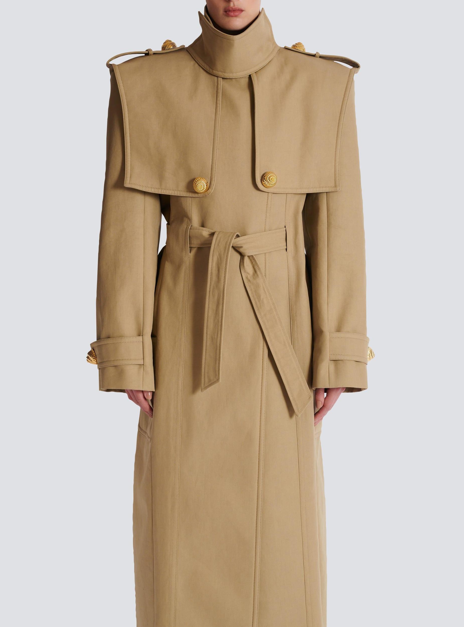 Belted trench coat in water-repellent cotton Product Image