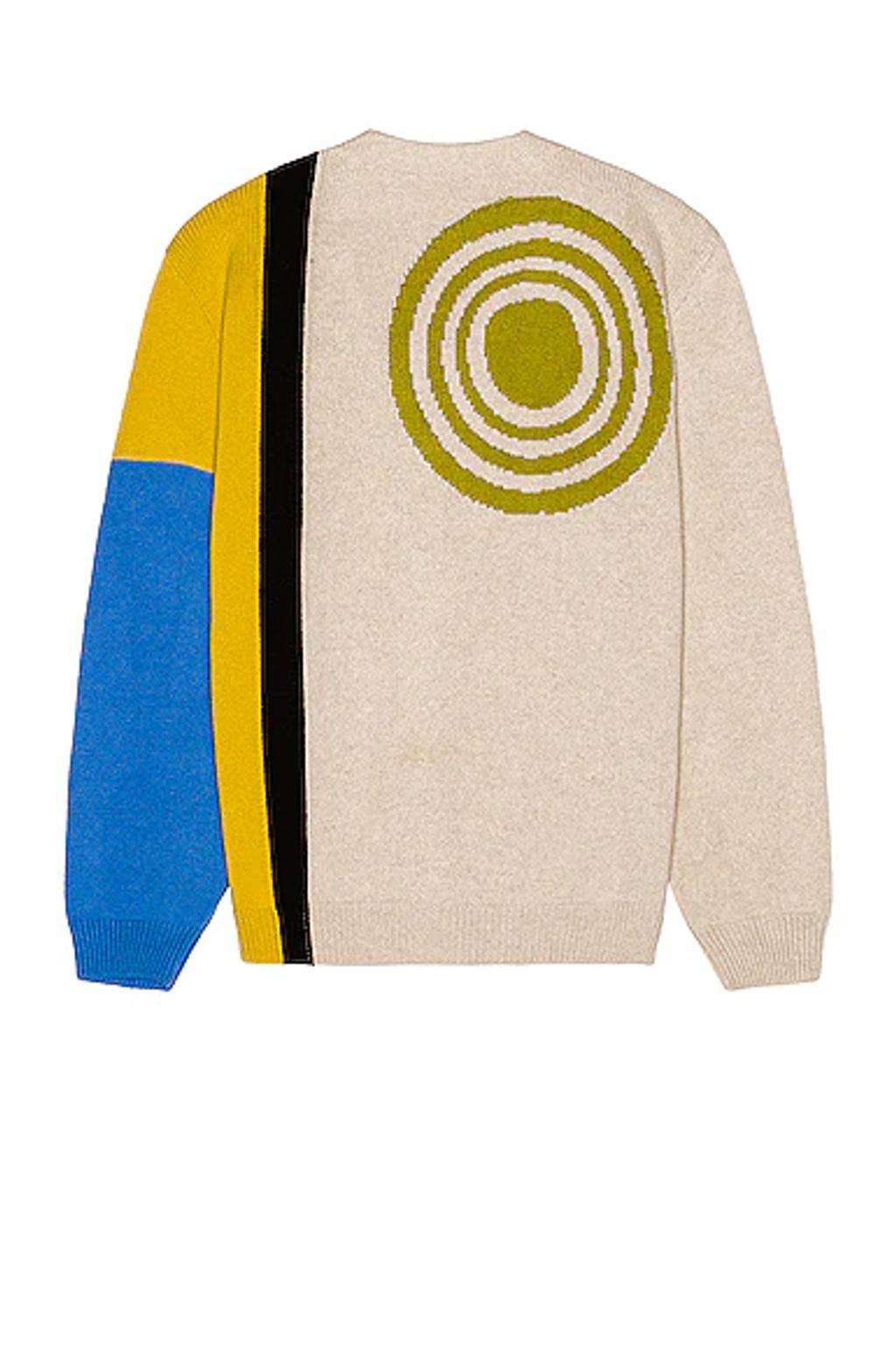 THE ELDER STATESMAN Block N Spiral Cashmere Cardigan In White/black/cerulean Product Image