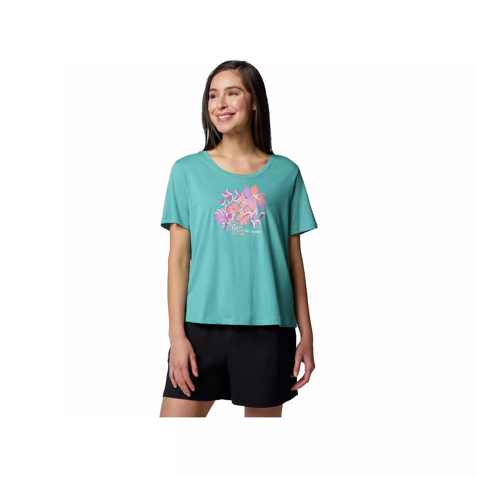Women's Columbia Omni-WICK™ Ruby Springs Scoopneck Short Sleeve Graphic Tee, Size: Medium, Collegiate Blue Product Image
