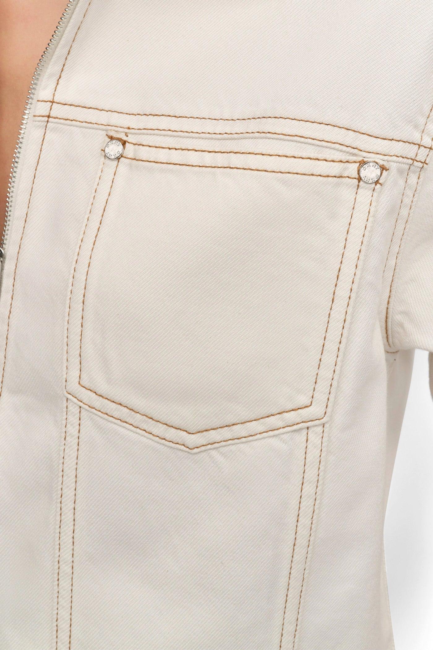 CROPPED ZIP-FRONT DENIM SHIRT Product Image