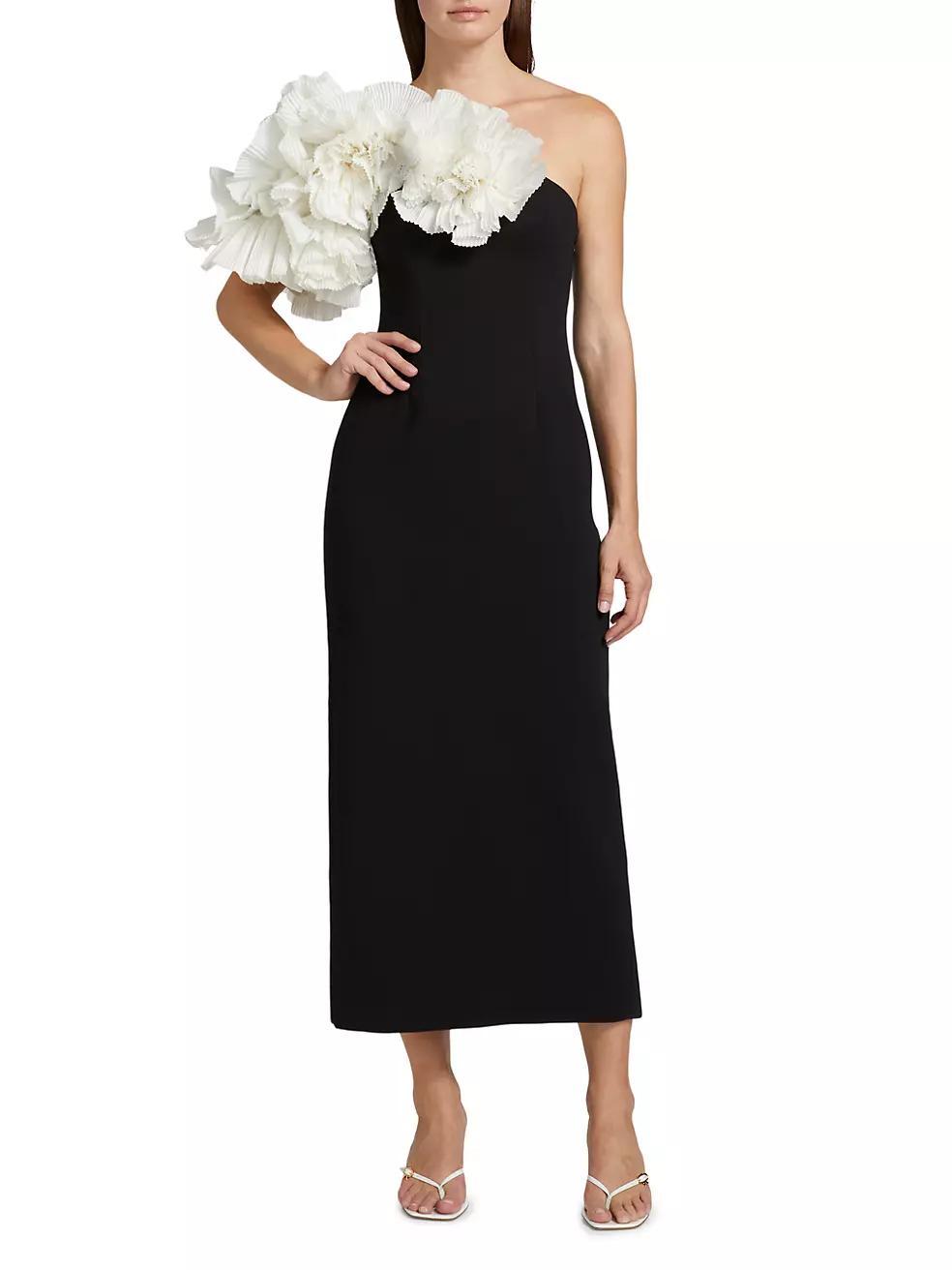 Womens Hampstead Ruffle One-Shoulder Midi-Dress Product Image