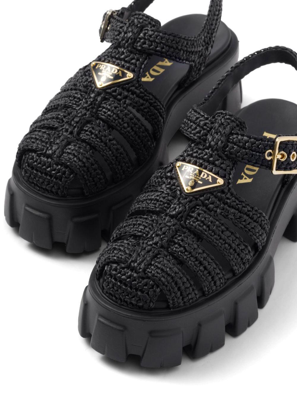 caged flatform raffia sandals Product Image