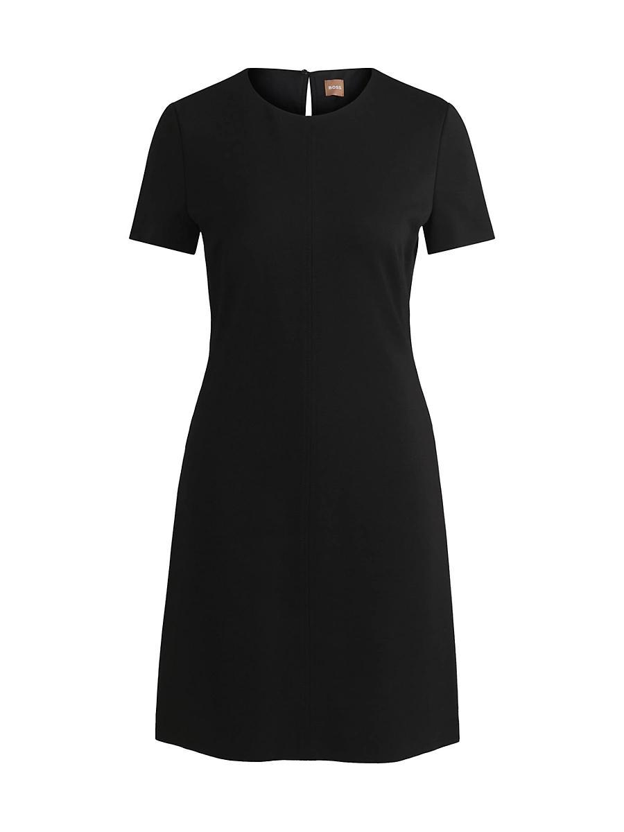 Womens Slim Fit Crewneck Dress in Stretch Fabric Product Image